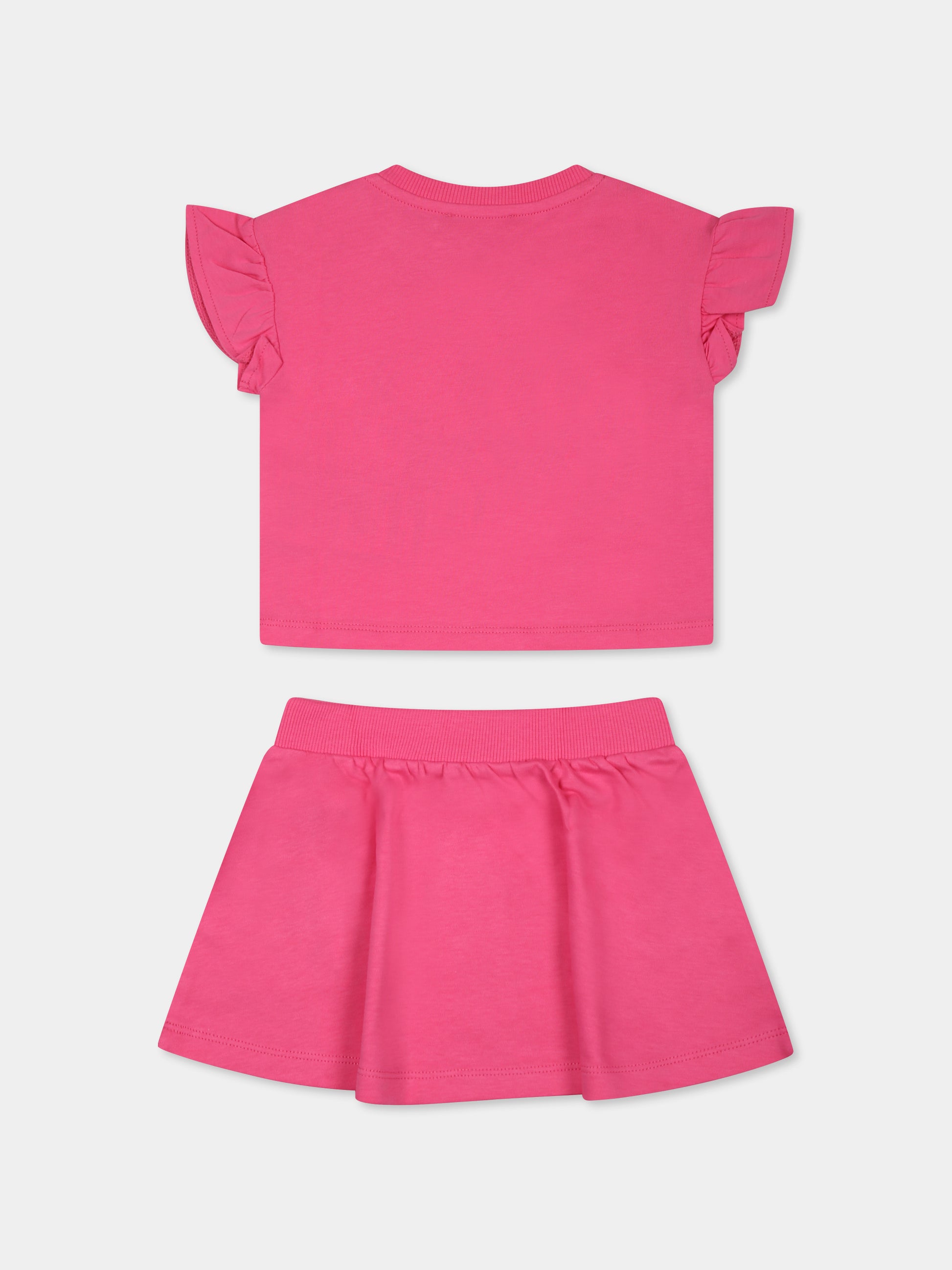 Completo fucsia per neonata con Teddy Bear e cuore,Moschino Kids,MDG01G LAA40 50533