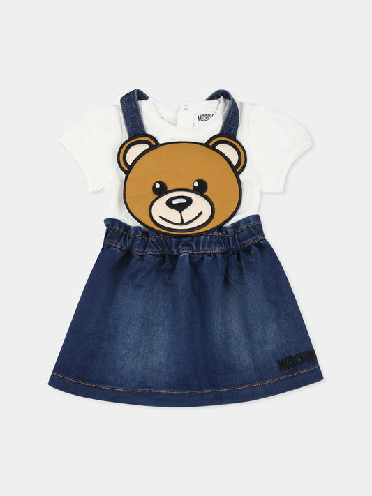 Completo blu per neonata con Teddy Bear,Moschino Kids,MDG01K LXE43 10063
