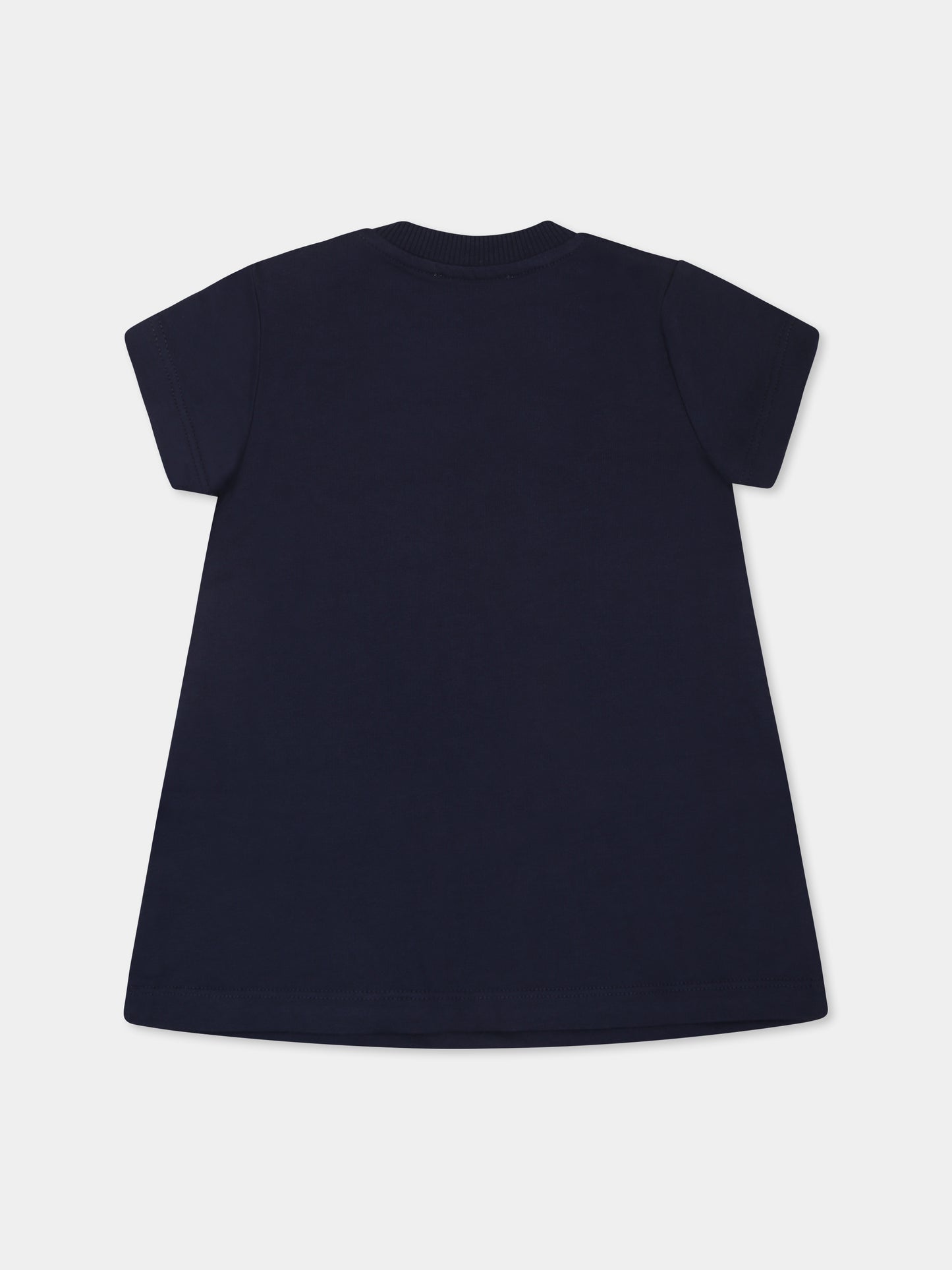 Vestito blu per neonata con Teddy Bear,Moschino Kids,MDV0C9 LCA19 40016