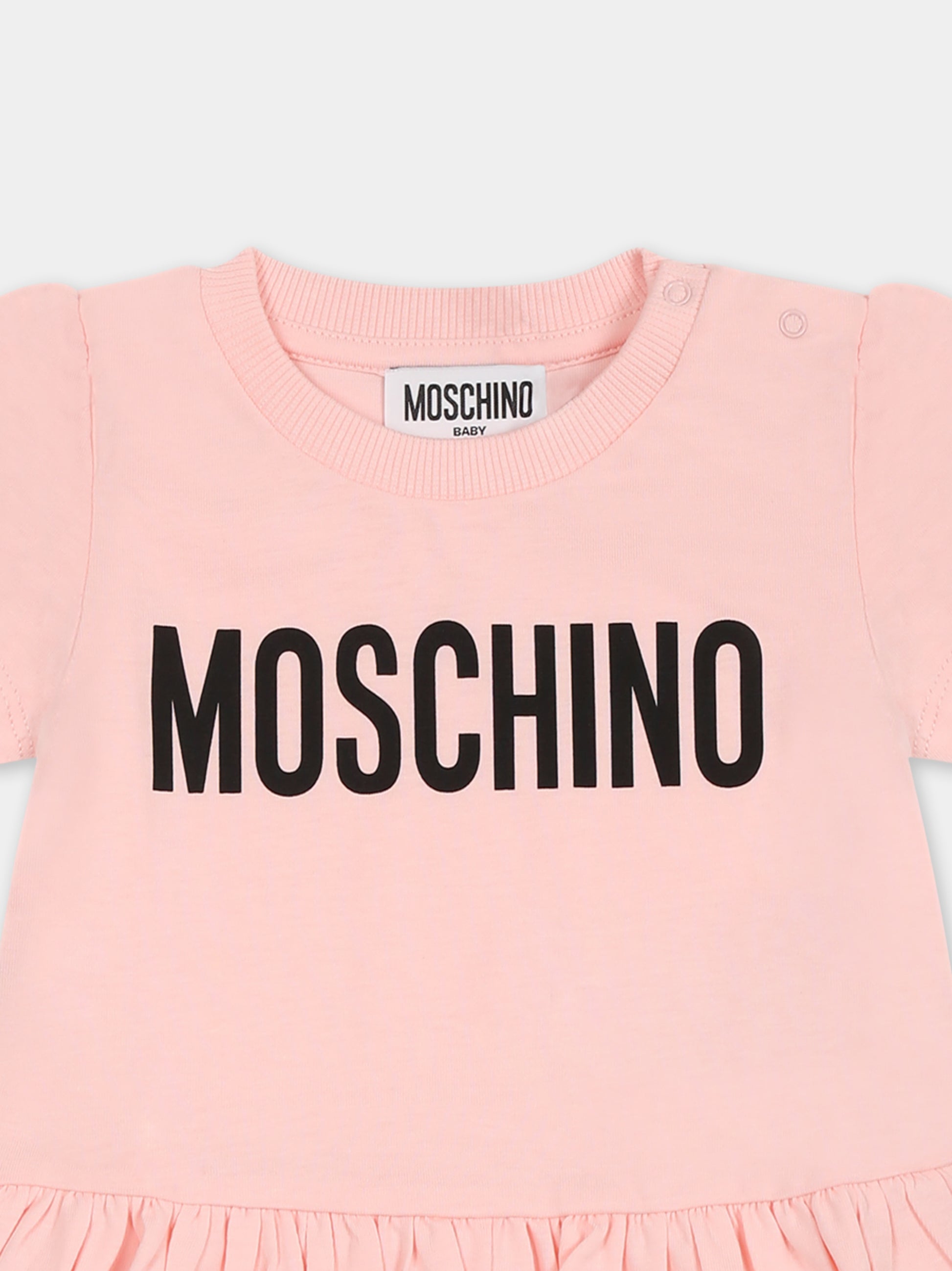 Vestito rosa per neonata con logo,Moschino Kids,MDV0CJ LAA02 50209