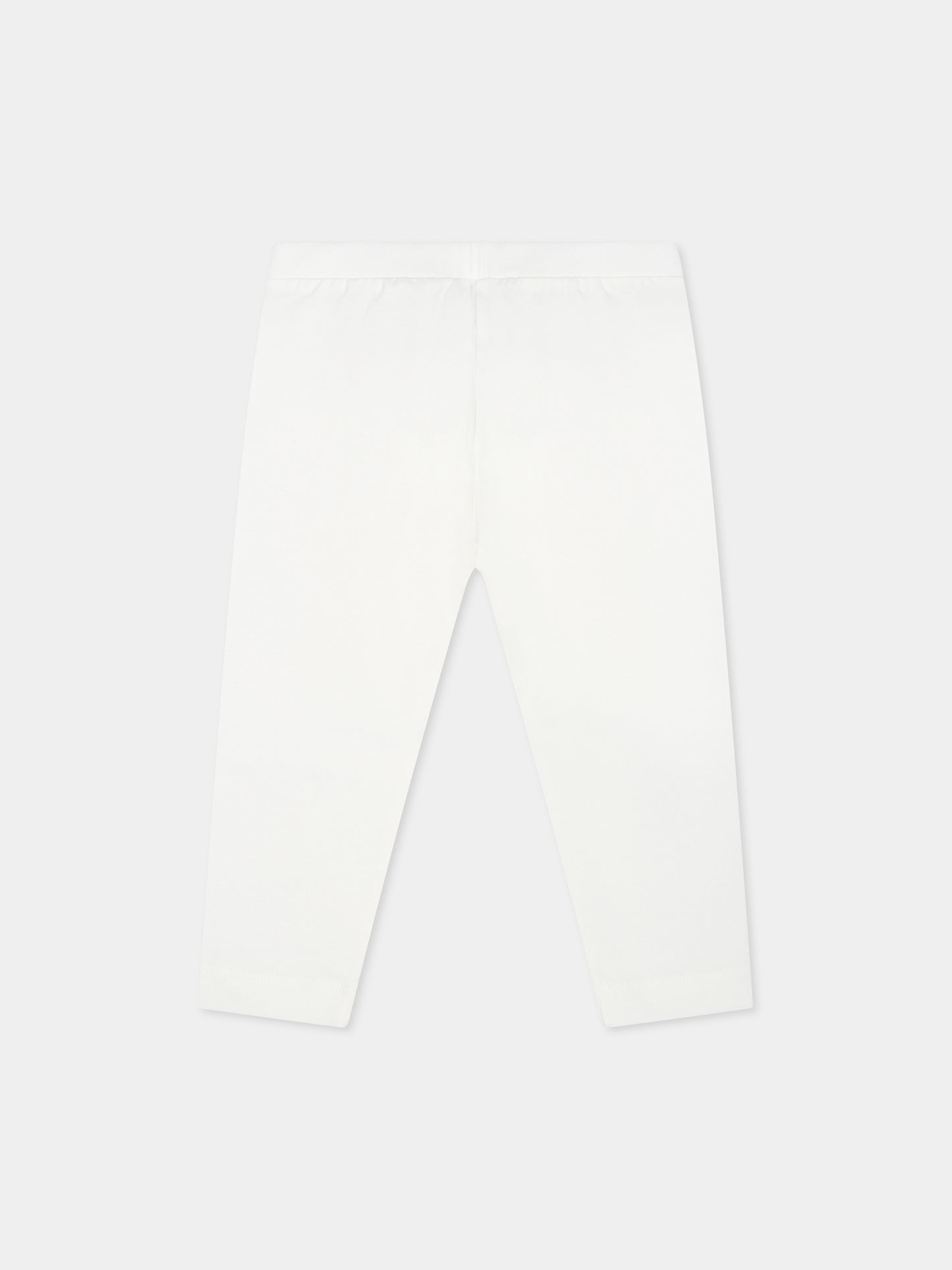 Ivory legging for baby girl with Teddy Bear