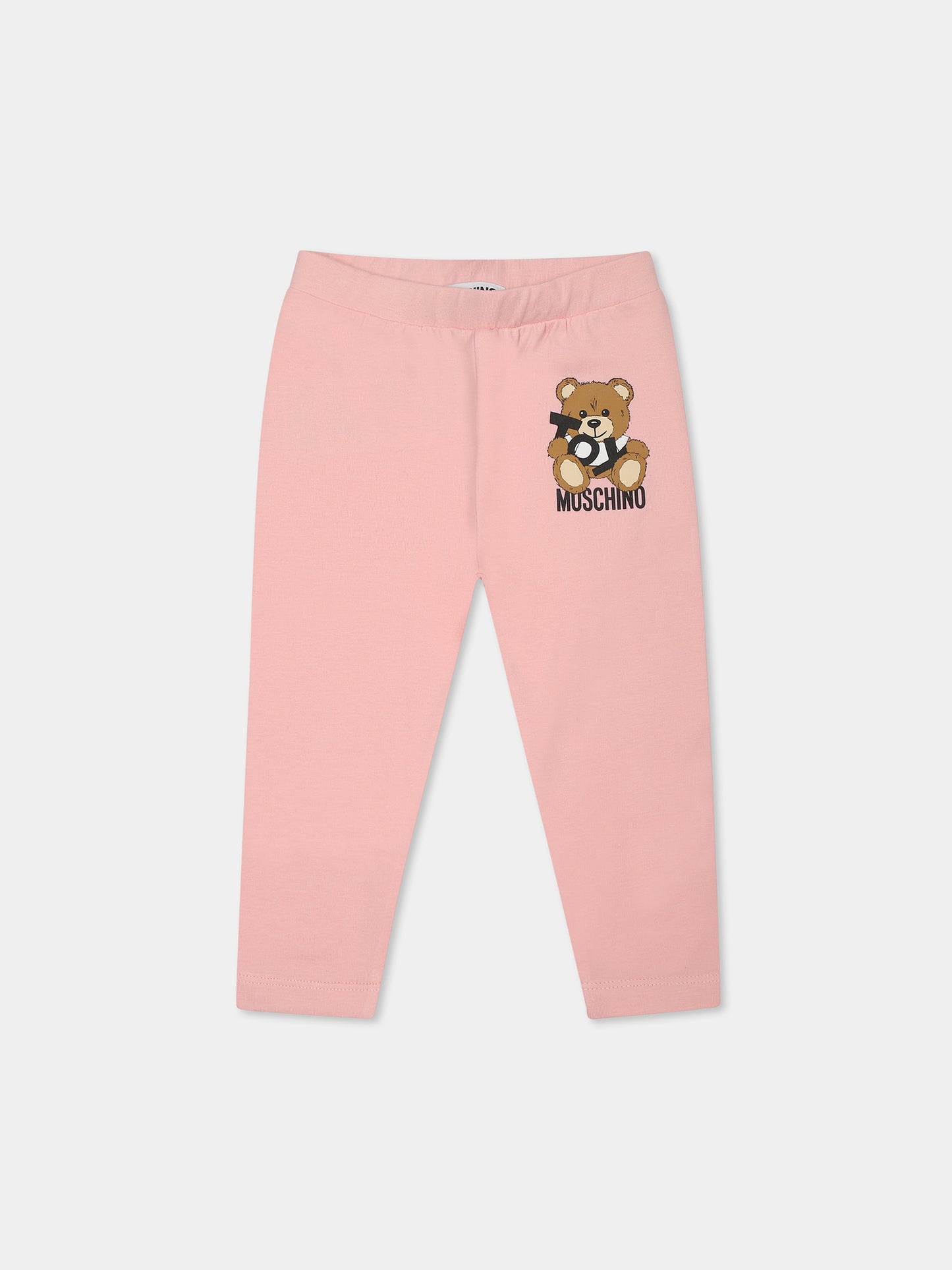 Pink legging for baby girl with Teddy Bear