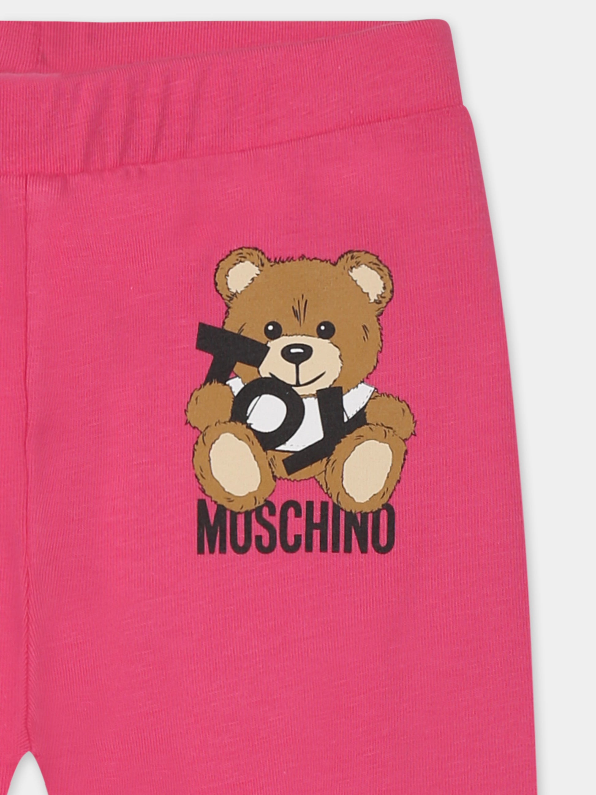 Leggings fucsia per neonata con Teddy Bear,Moschino Kids,MFP032 LBA00 50533