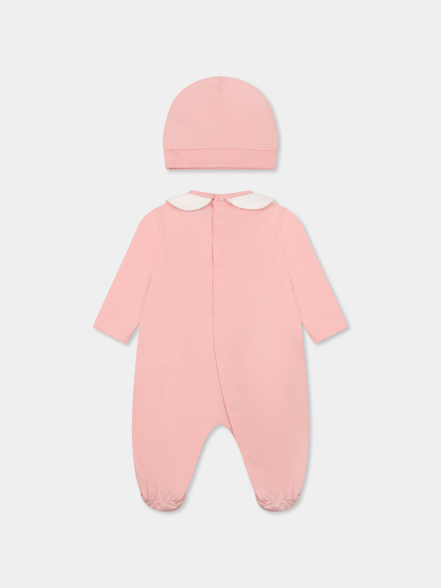 Set tutina rosa per neonata con Teddy Bear e arcobaleno,Moschino Kids,MMY065 LCA19 50209