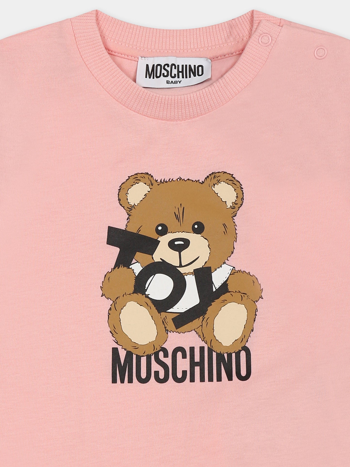 T-shirt rosa per neonata con Teddy Bear,Moschino Kids,MNM047 LAA03 50209