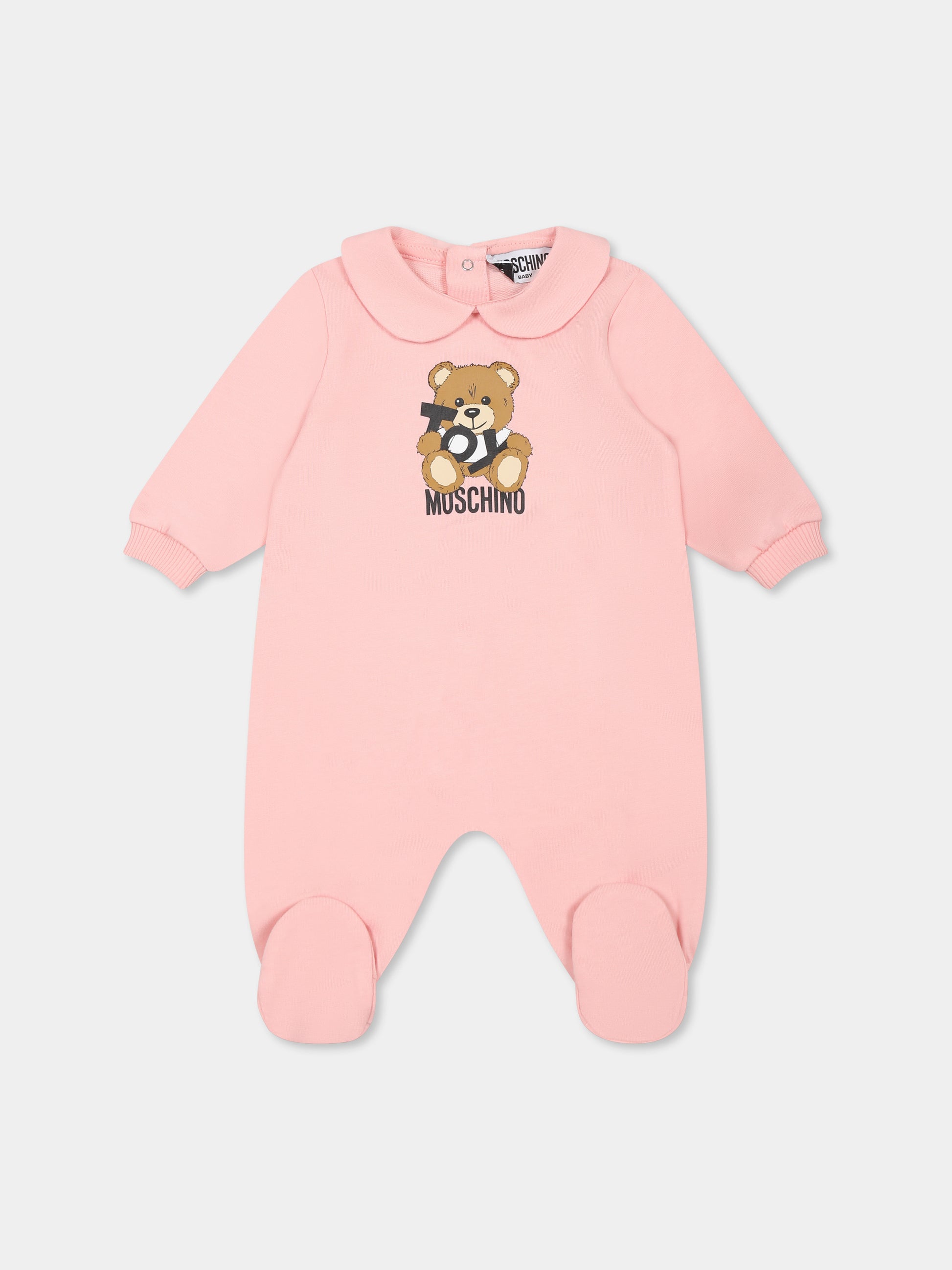 Set rosa per neonata con Teddy Bear e logo,Moschino Kids,MNY04G LCA19 50209
