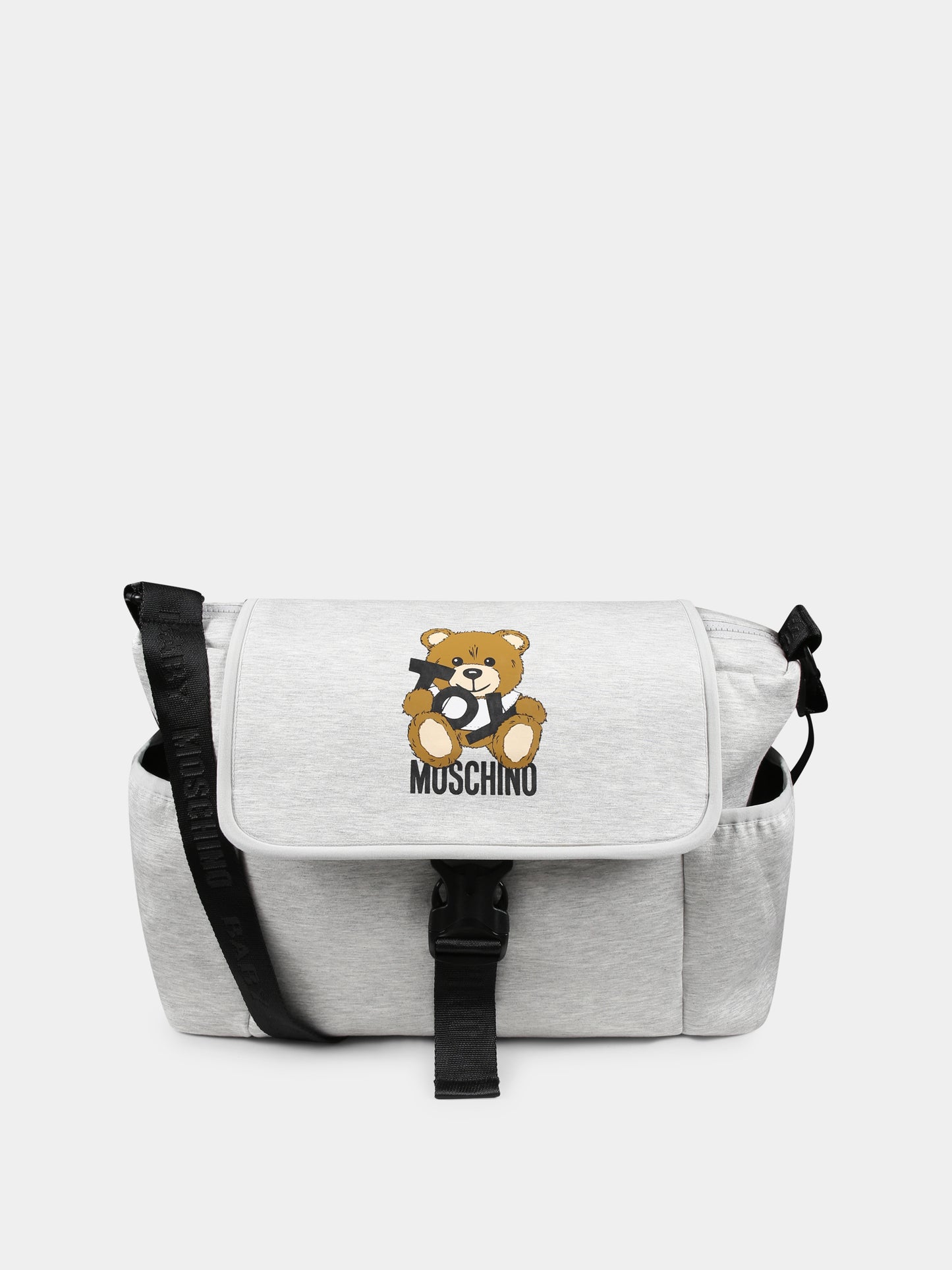 Grey mom bag for babykids with Teddy Bear and logo