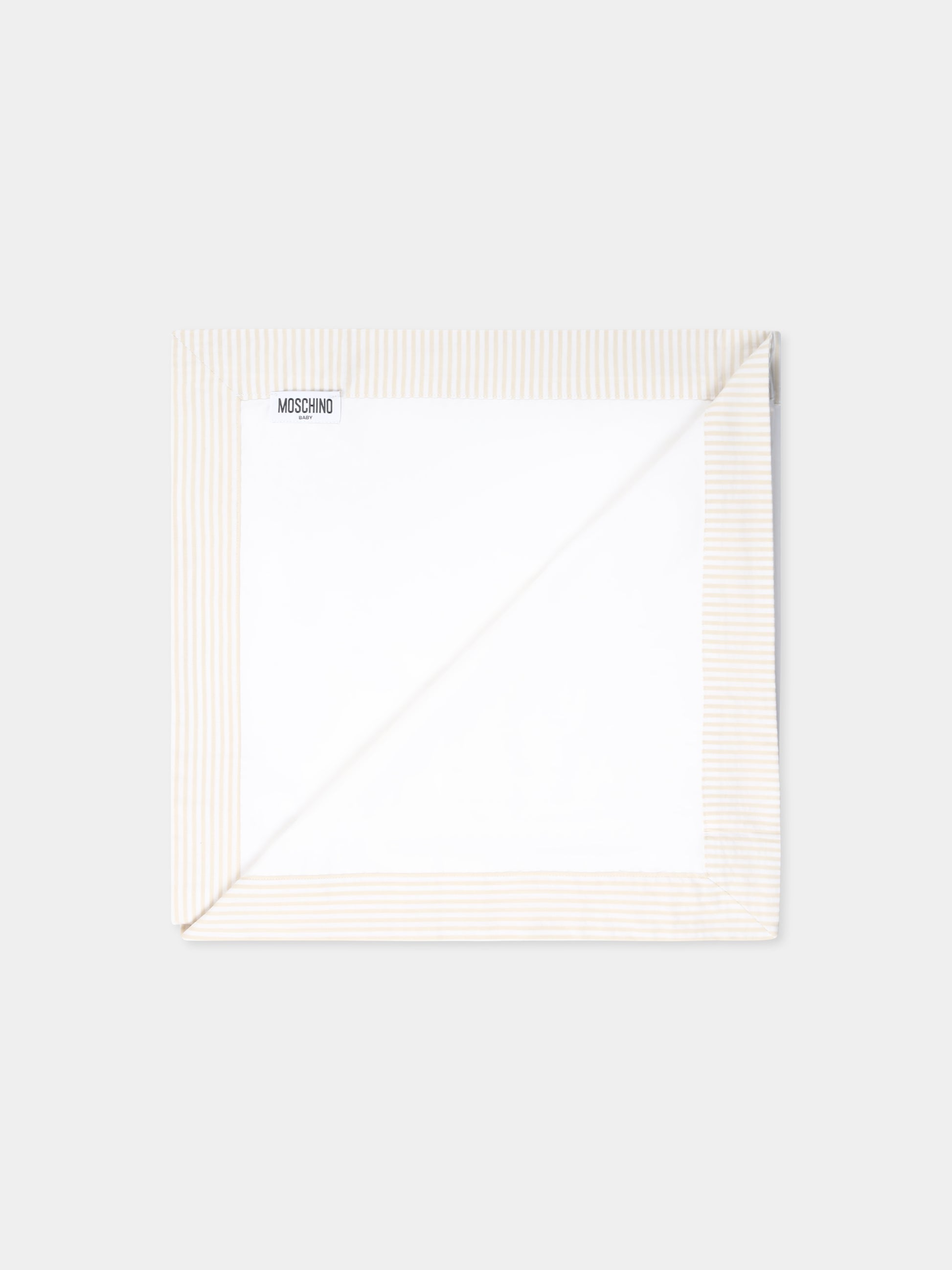 Coperta bianca per neonati con Teddy Bear e logo,Moschino Kids,MUB00I LLA10 84313