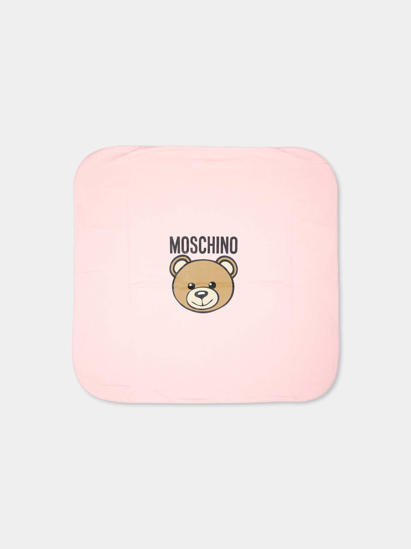 Coperta rosa per neonata con Teddy Bear e logo,Moschino Kids,MUB00J LCA19 50209