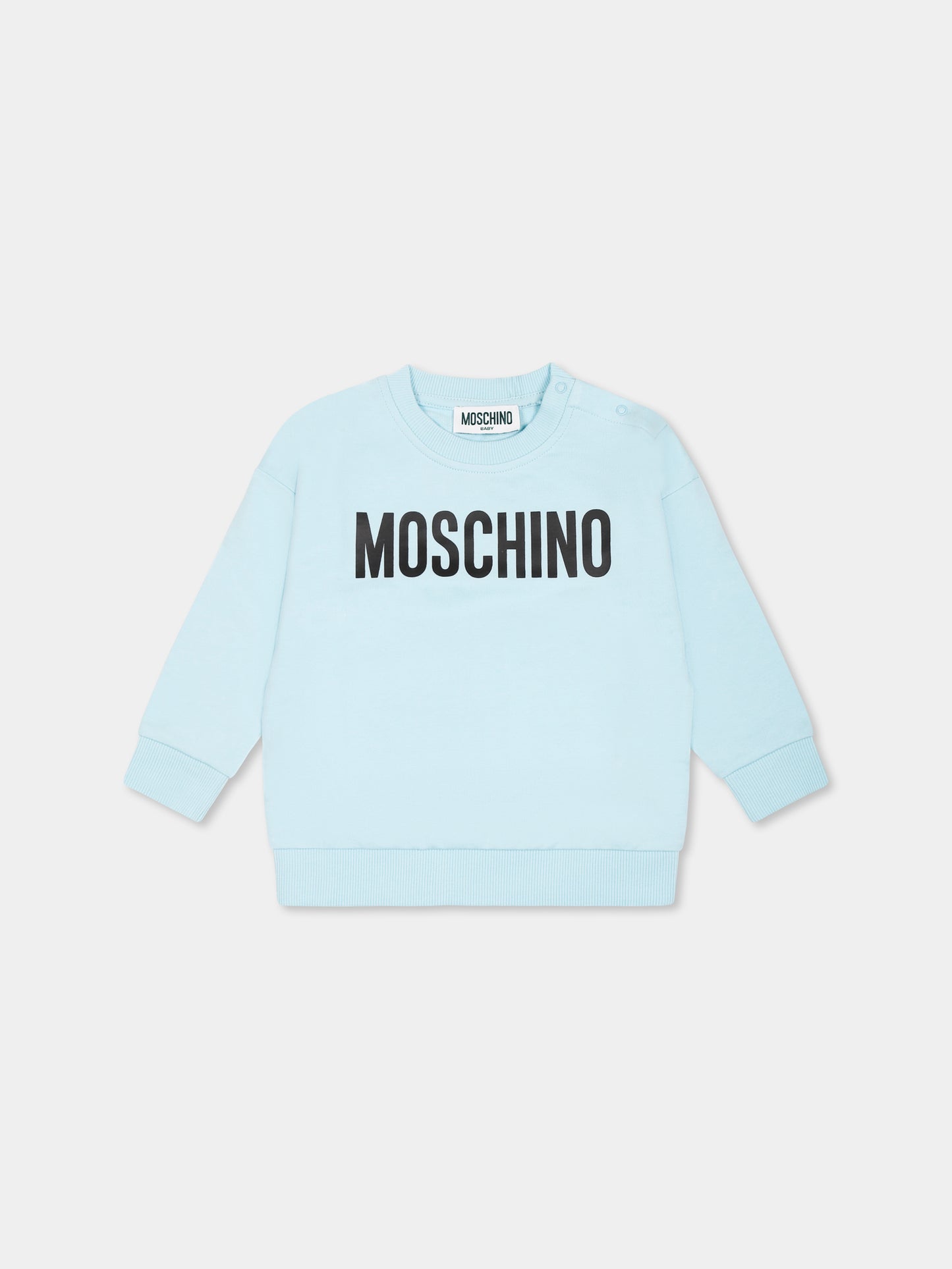 Light blue sweatshirt for baby boy with logo