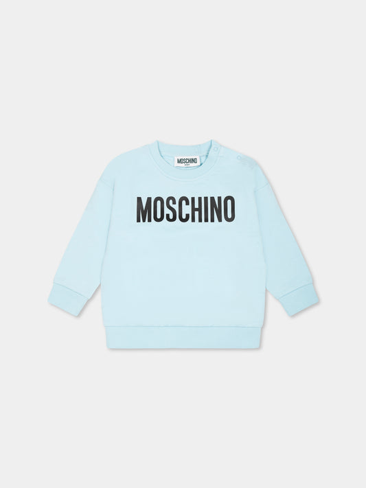 Light blue sweatshirt for baby boy with logo