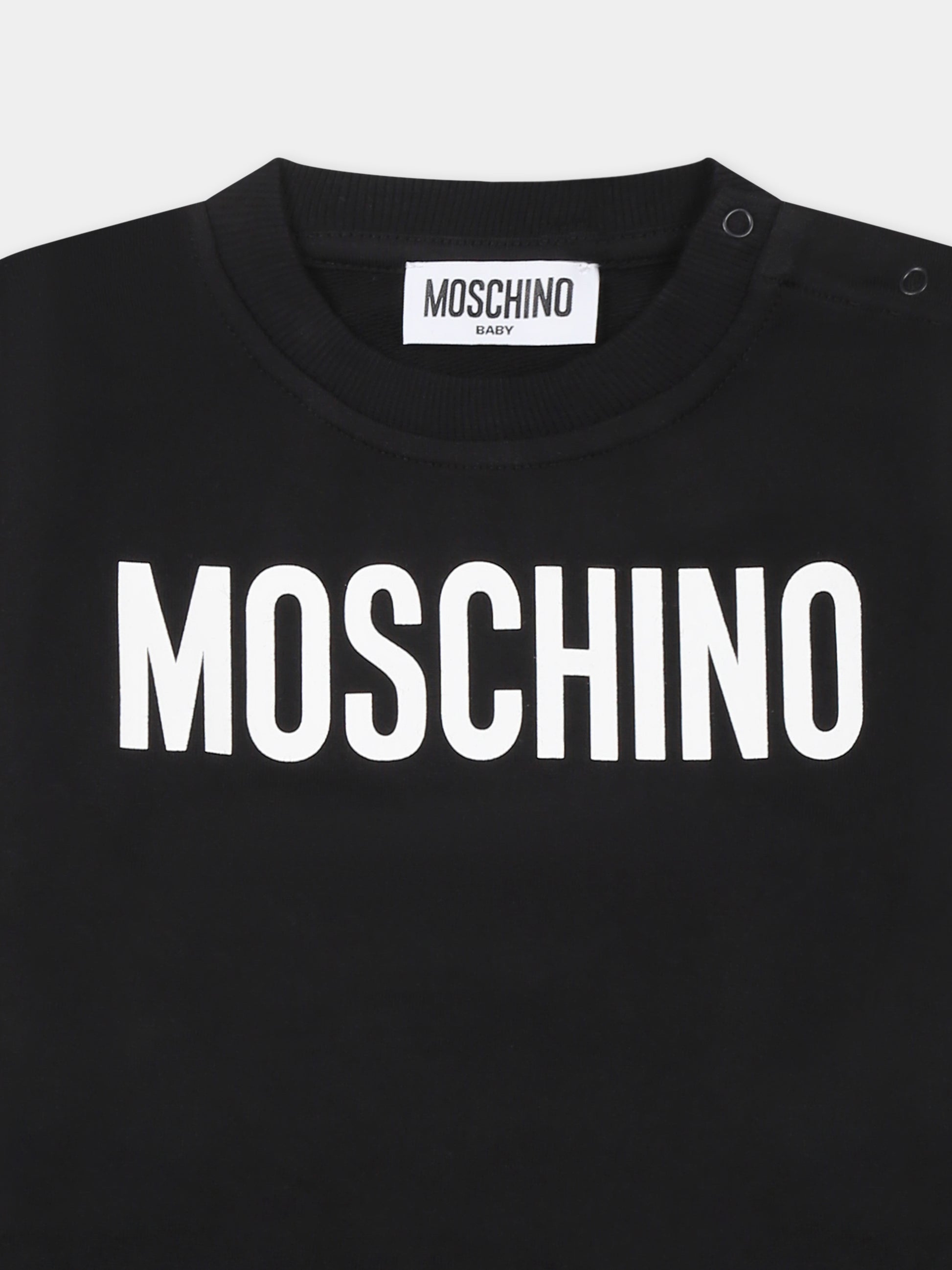 Felpa nera per neonati con logo,Moschino Kids,MUF05V LCA19 60100