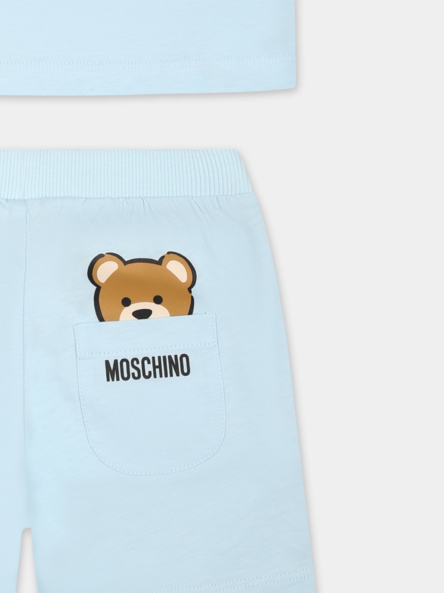 Completo celeste per neonato con Teddy Bear,Moschino Kids,MUG01F LAA27 40304