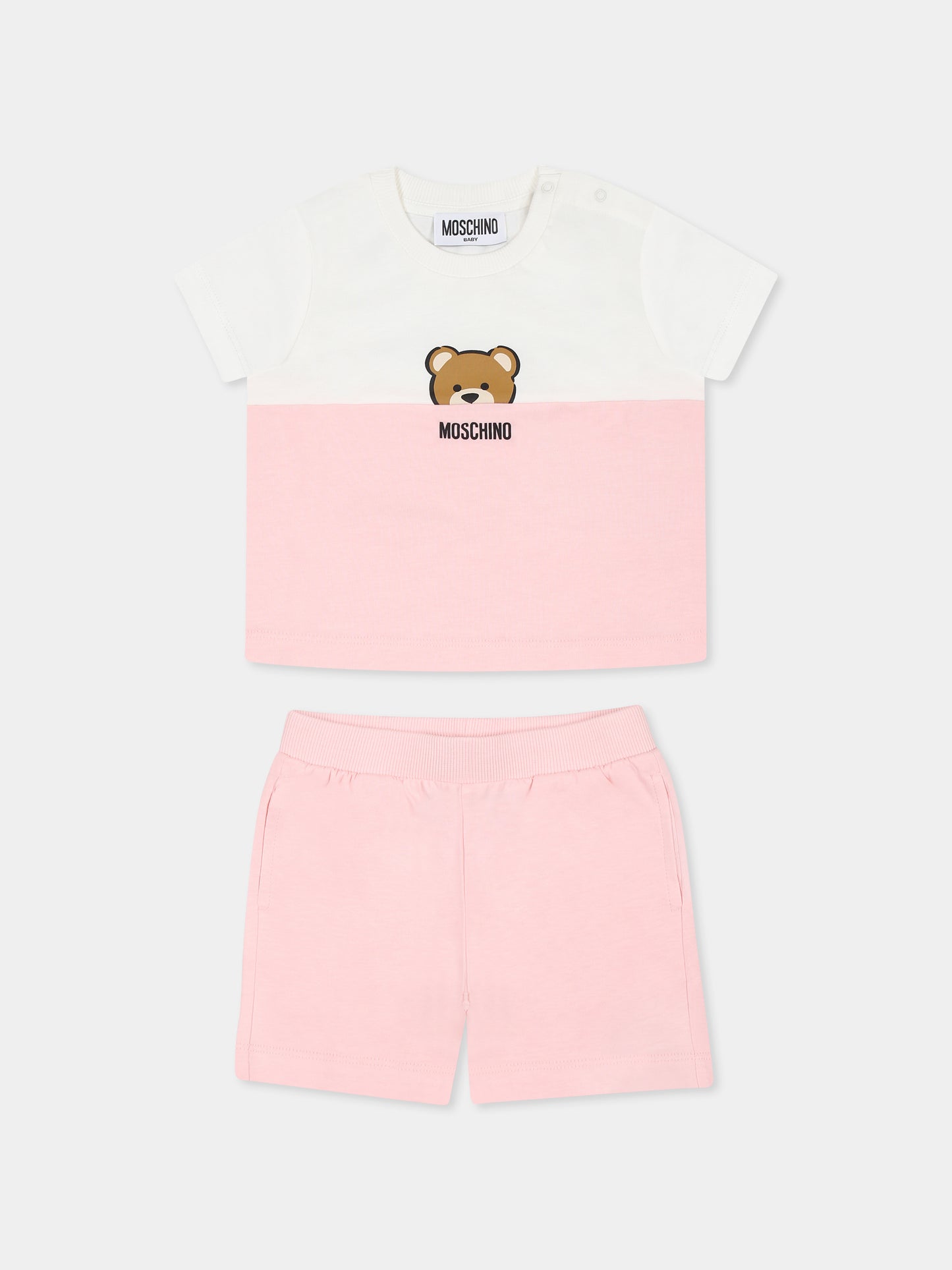 Completo rosa per neonata con Teddy Bear,Moschino Kids,MUG01F LAA27 50209