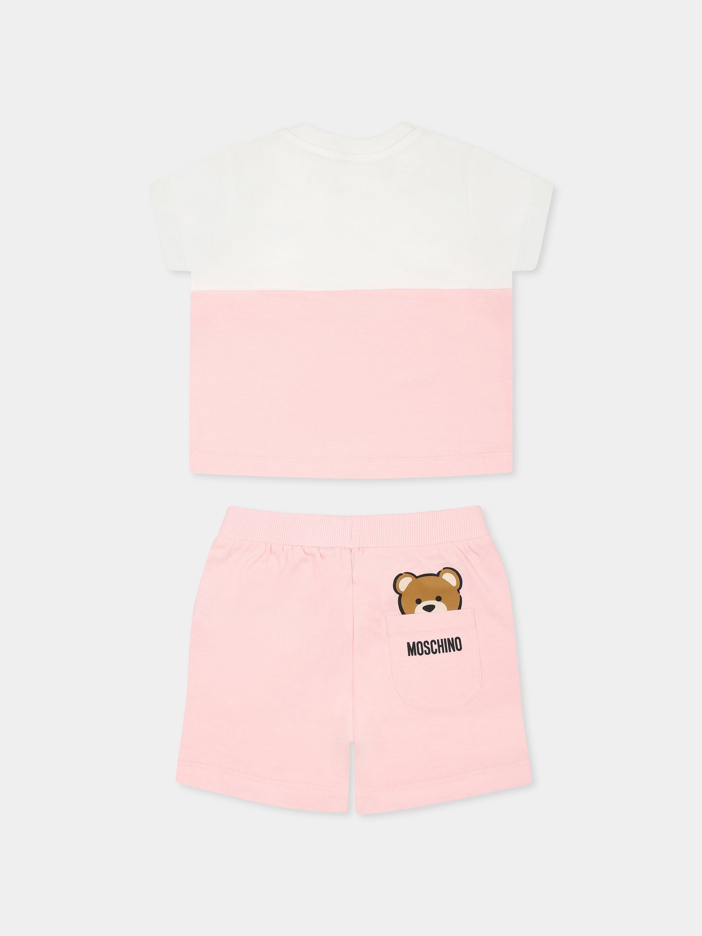Completo rosa per neonata con Teddy Bear,Moschino Kids,MUG01F LAA27 50209