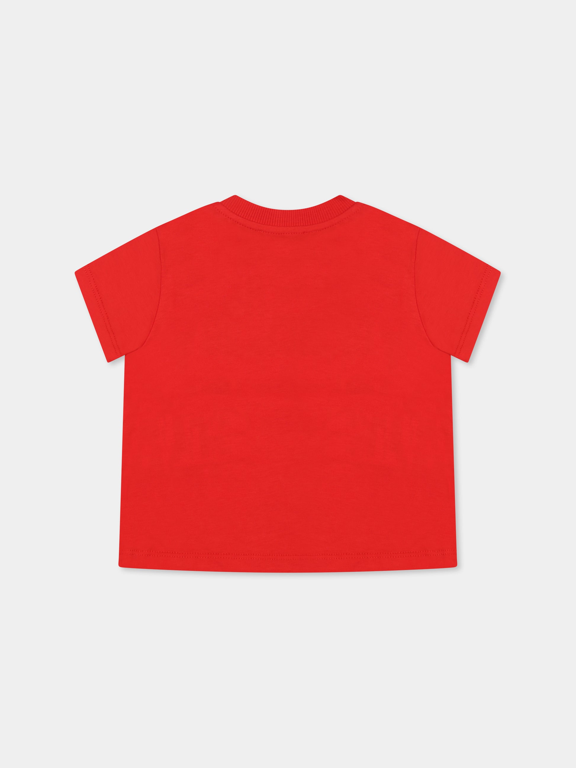 T-shirt rossa per neonati con logo,Moschino Kids,MUM04F LAA02 50109