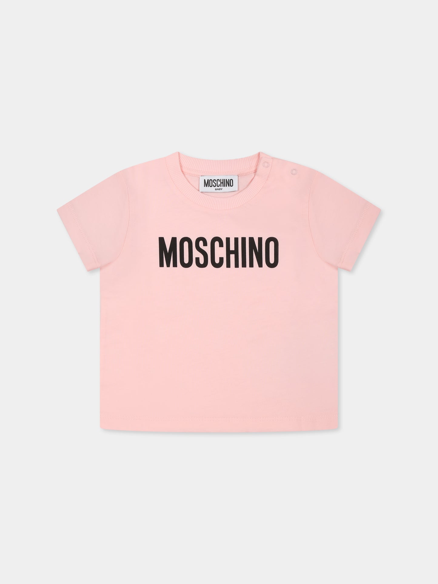 T-shirt rosa per neonata con logo,Moschino Kids,MUM04F LAA02 50209