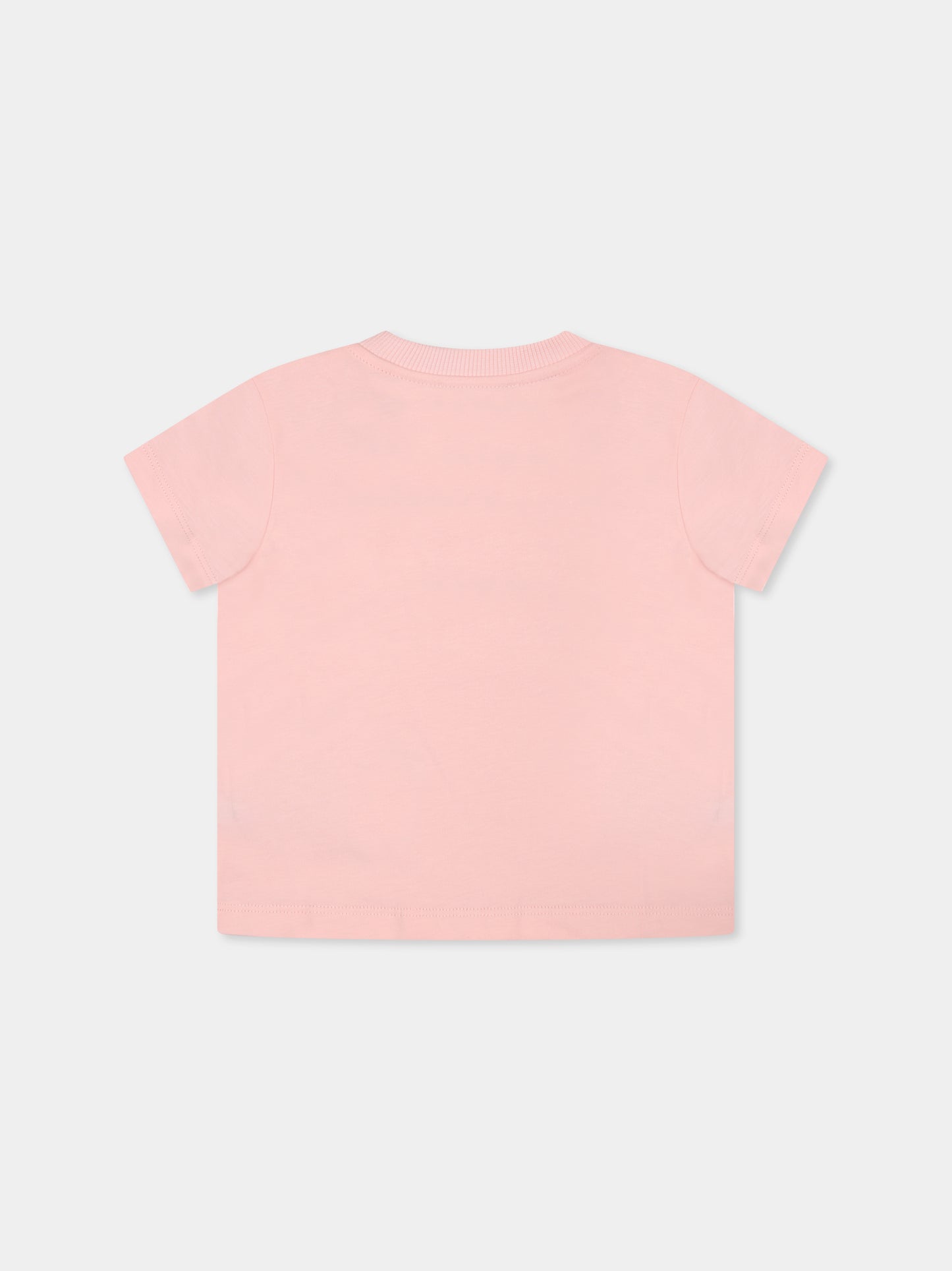 T-shirt rosa per neonata con logo,Moschino Kids,MUM04F LAA02 50209