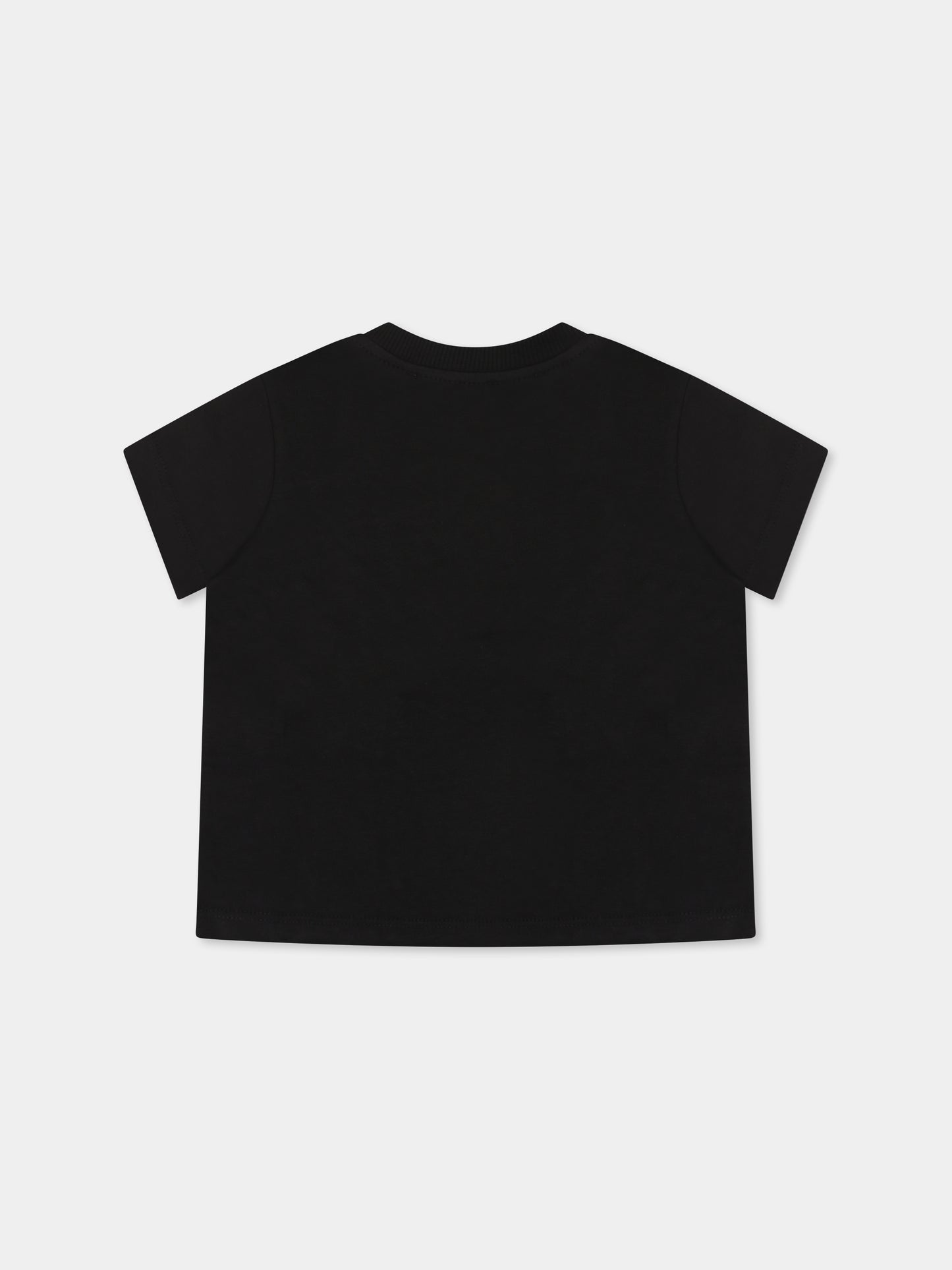 T-shirt nera per neonati con logo,Moschino Kids,MUM04F LAA02 60100