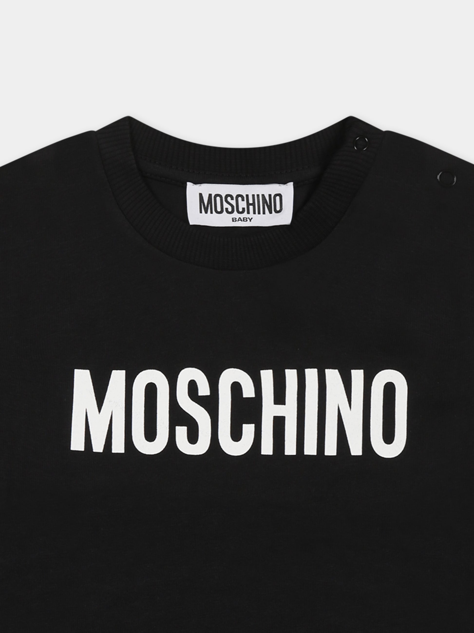 T-shirt nera per neonati con logo,Moschino Kids,MUM04F LAA02 60100