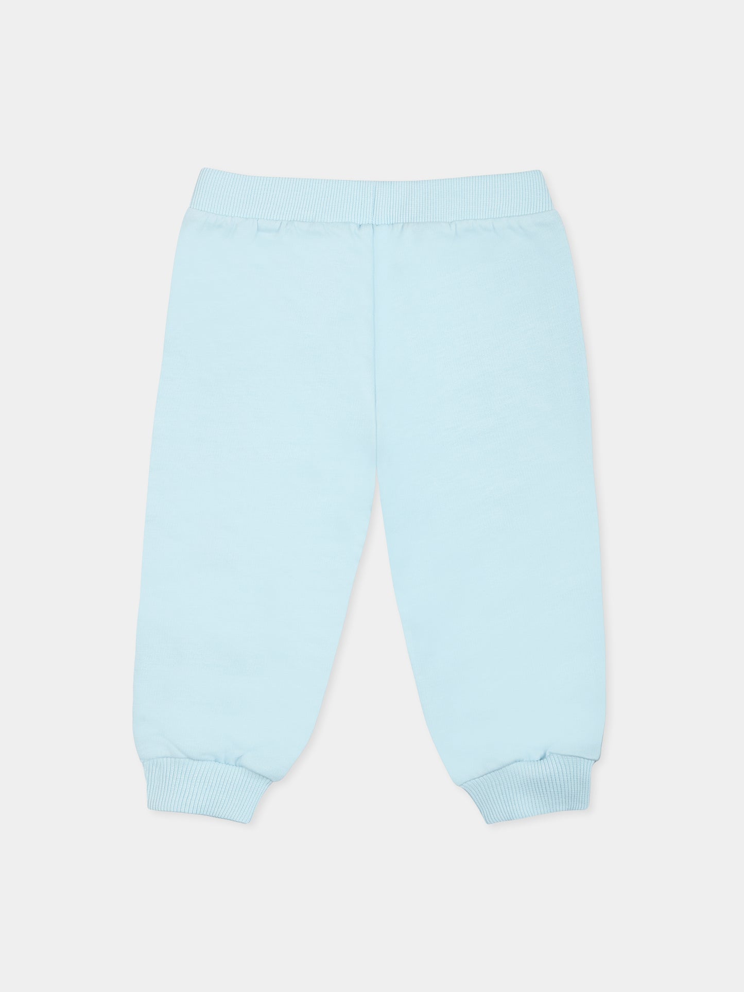 Light blue trousers for baby boy with logo