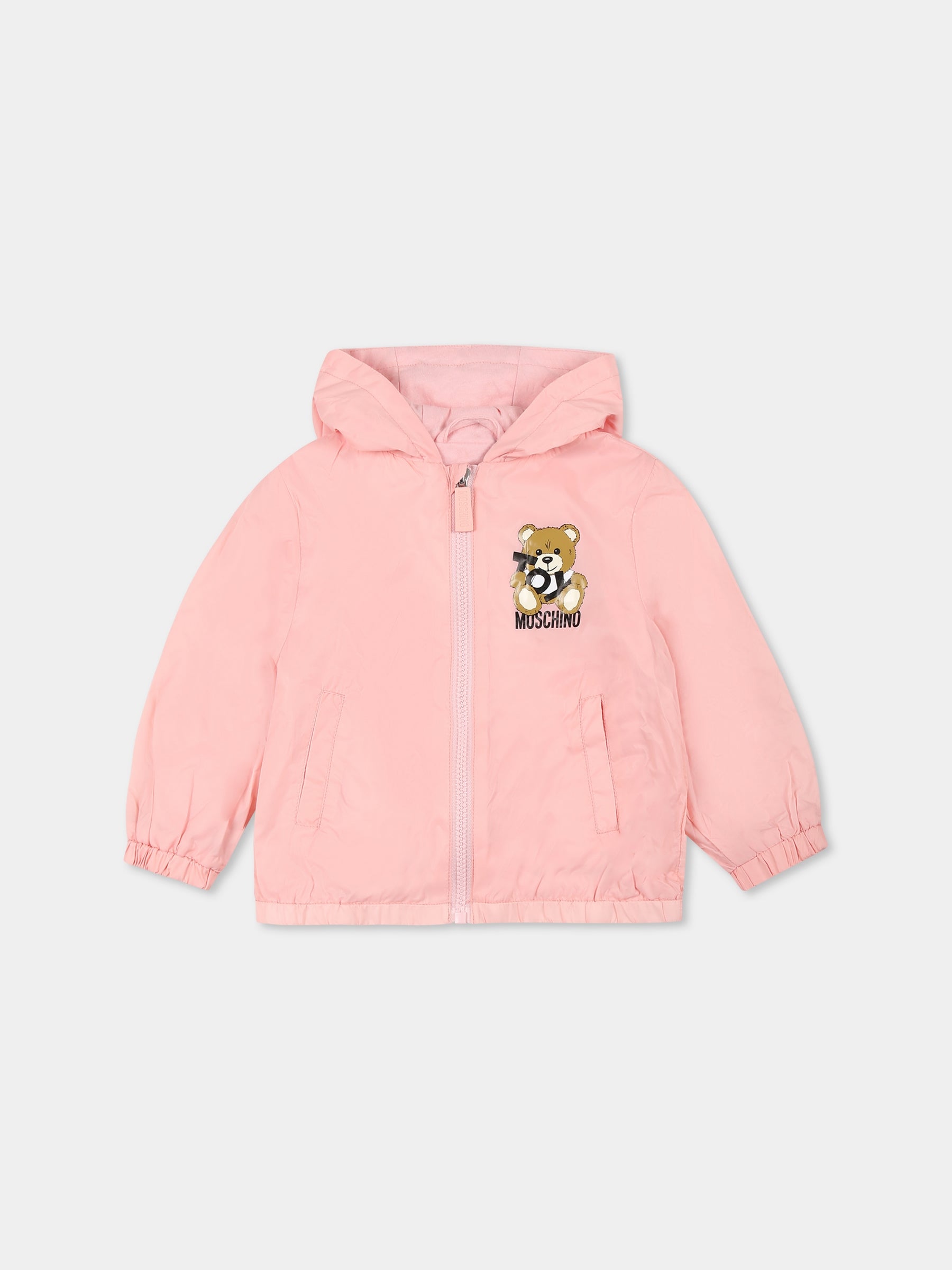 Giacca a vento rosa per neonata con Teddy Bear,Moschino Kids,MUS02W L3A69 50209