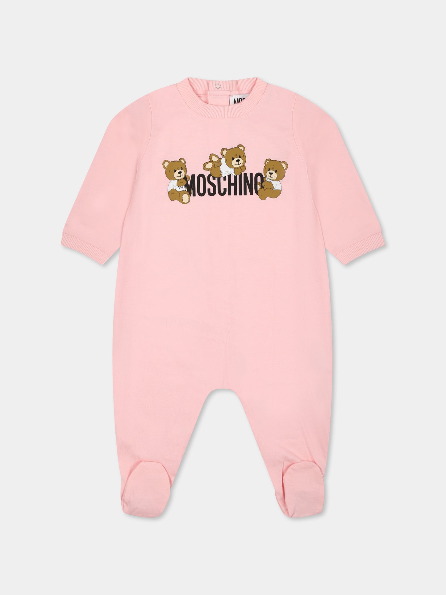 Tutina rosa per neonata con tre Teddy Bears,Moschino Kids,MUT047 LAA03 50209