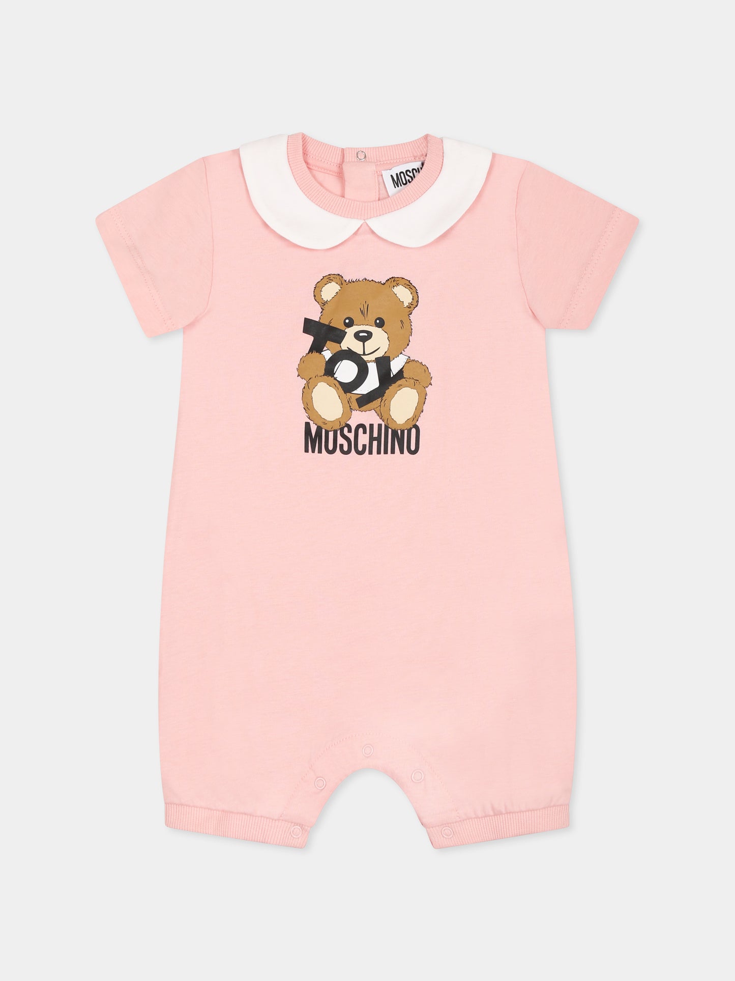 Pink romper for baby girl with Teddy Bear