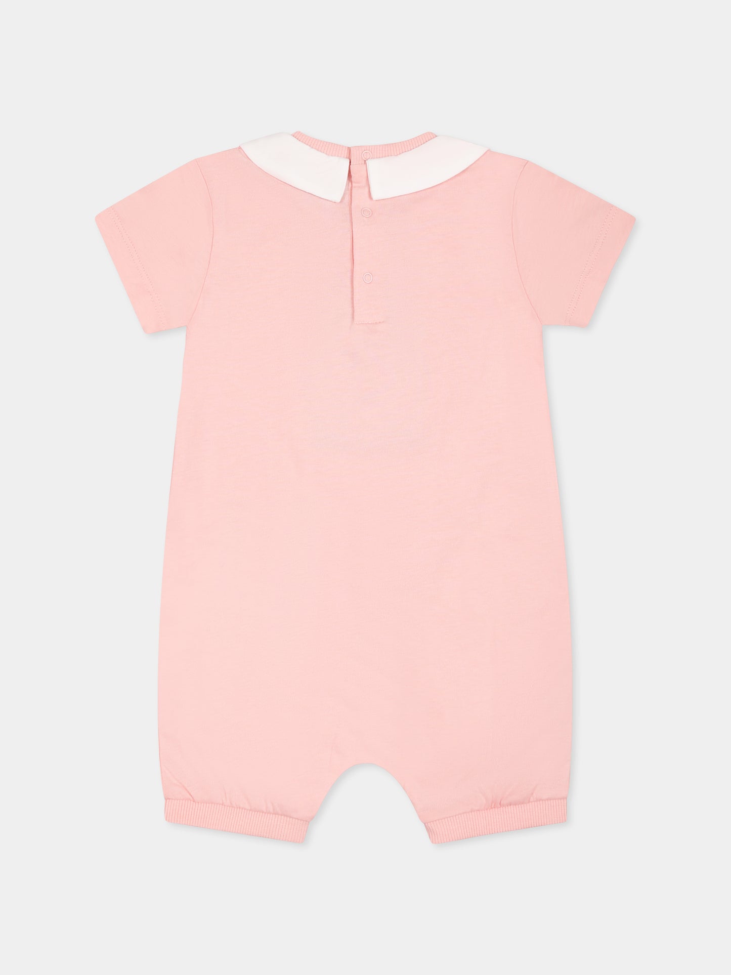 Pink romper for baby girl with Teddy Bear