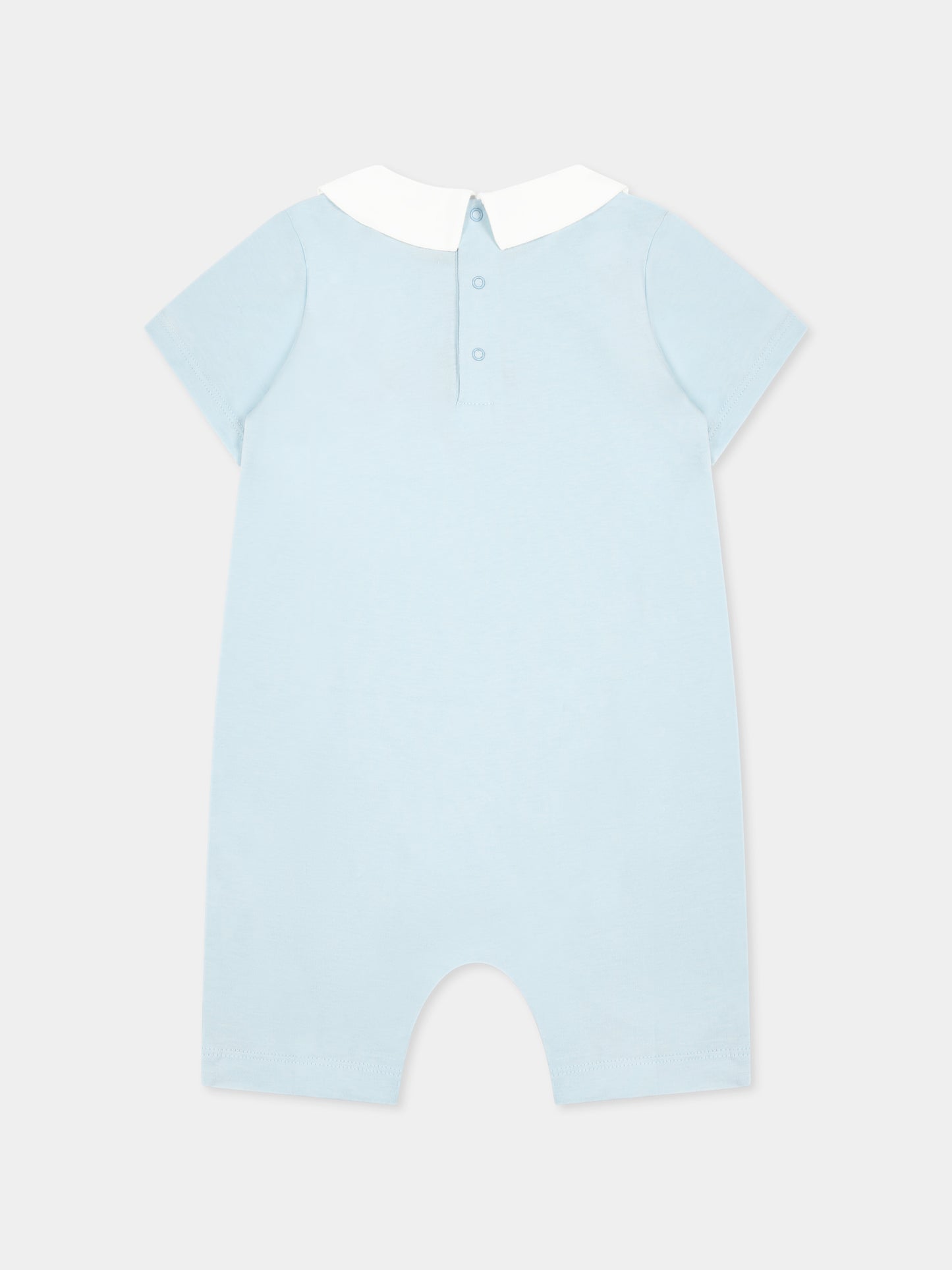 Light blue romper for baby boy with Teddy Bear