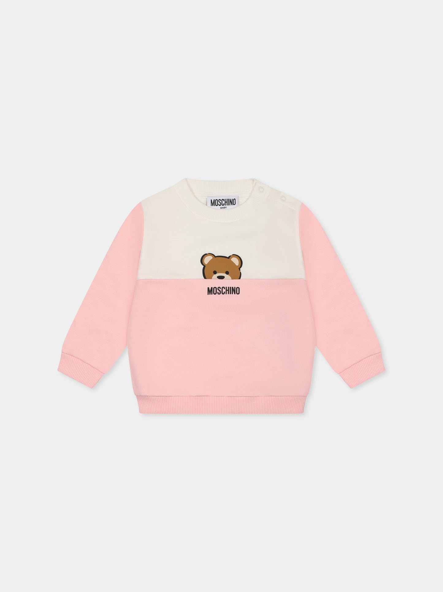 Pink sweatshirt for baby girl with Teddy Bear