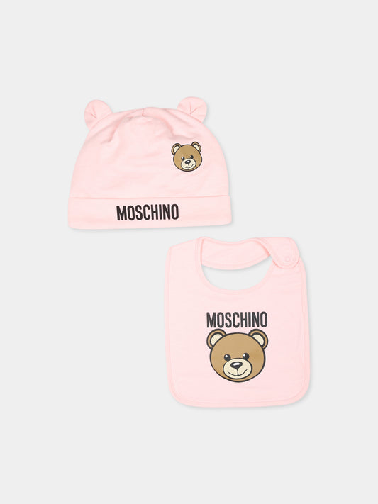 Set accessori rosa per neonata con Teddy Bear,Moschino Kids,MUY084 LCA19 50209