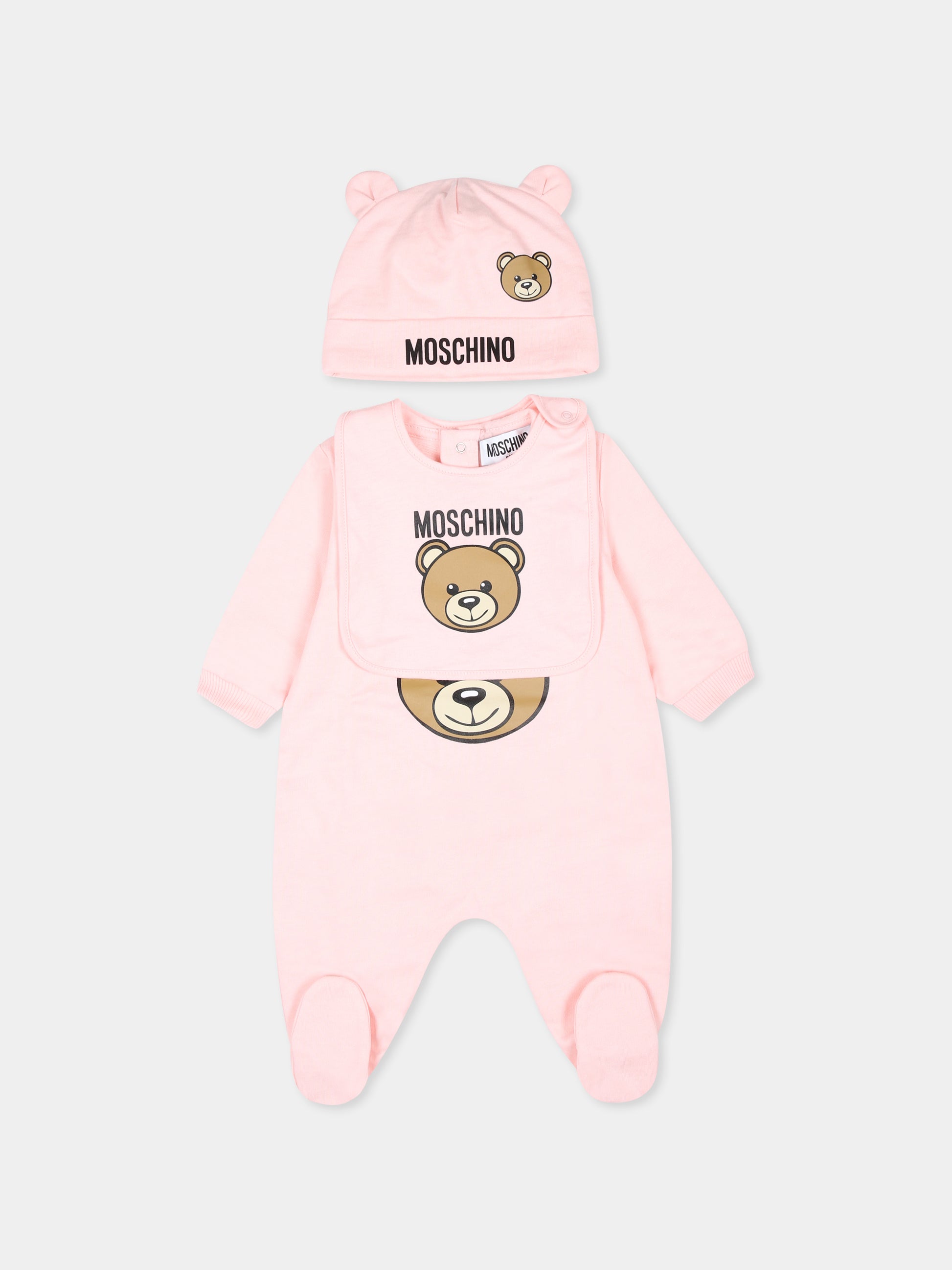 Set tutina rosa per neonata con Teddy Bear,Moschino Kids,MUY085 LCA19 50209