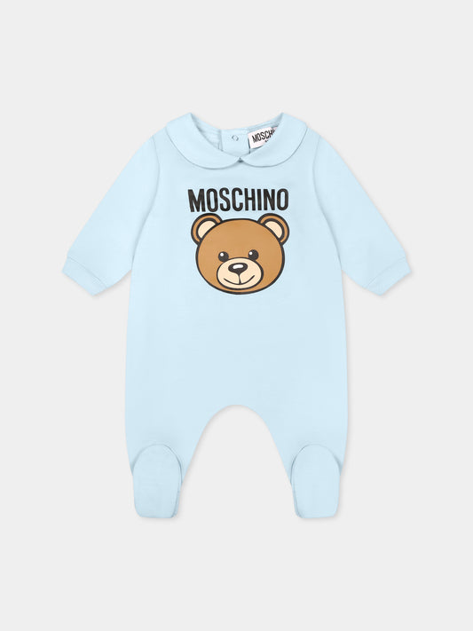 Light blue babygrow for baby boy with Teddy Bear