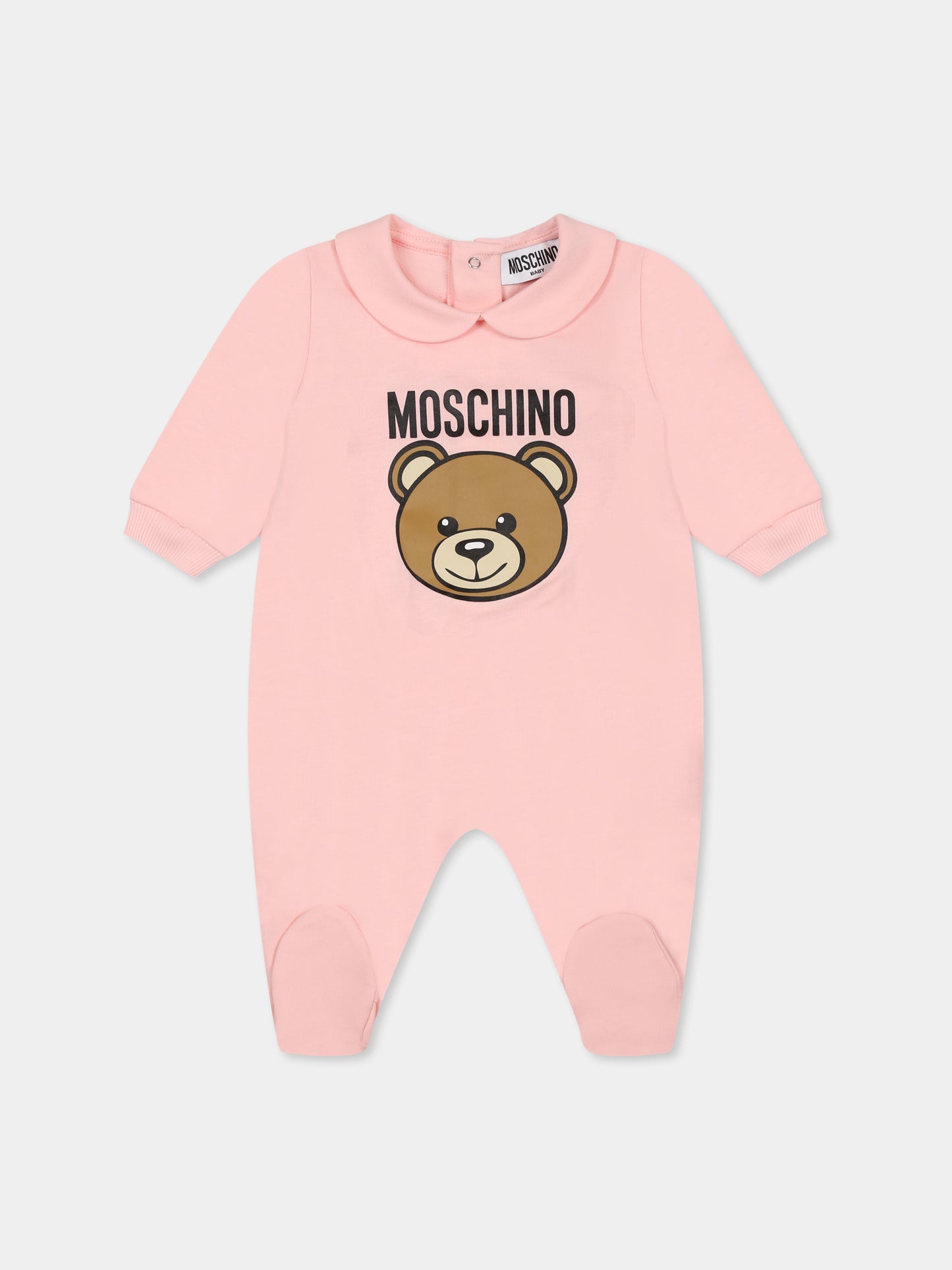 Tutina rosa per neonata con Teddy Bear e logo,Moschino Kids,MUY086 LCA19 50209