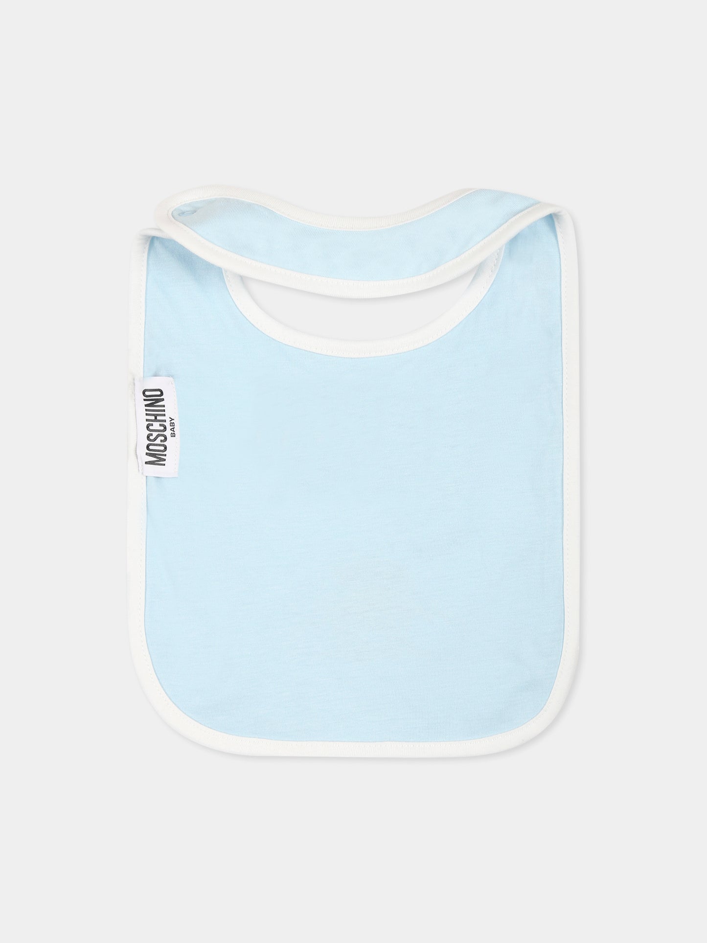 Set bavaglini celeste per neonato con Teddy Bear,Moschino Kids,MUY087 LAA03 40304