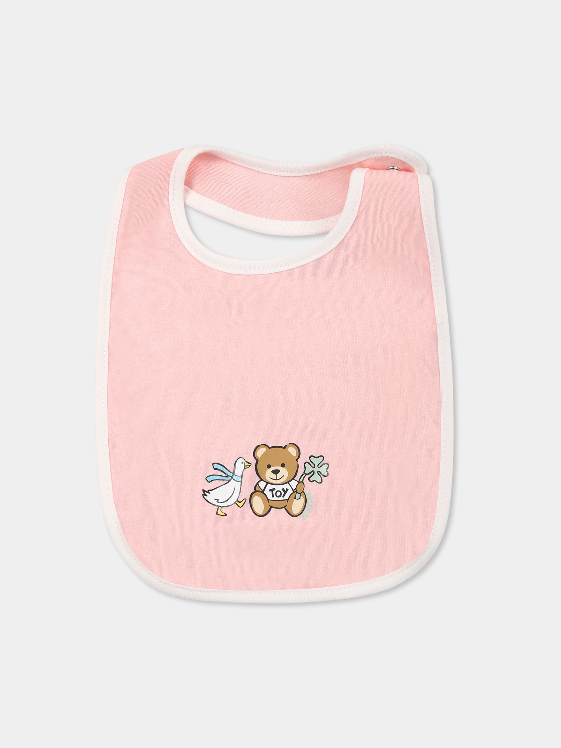 Set bavaglini rosa per neonata con Teddy Bear,Moschino Kids,MUY087 LAA03 50209