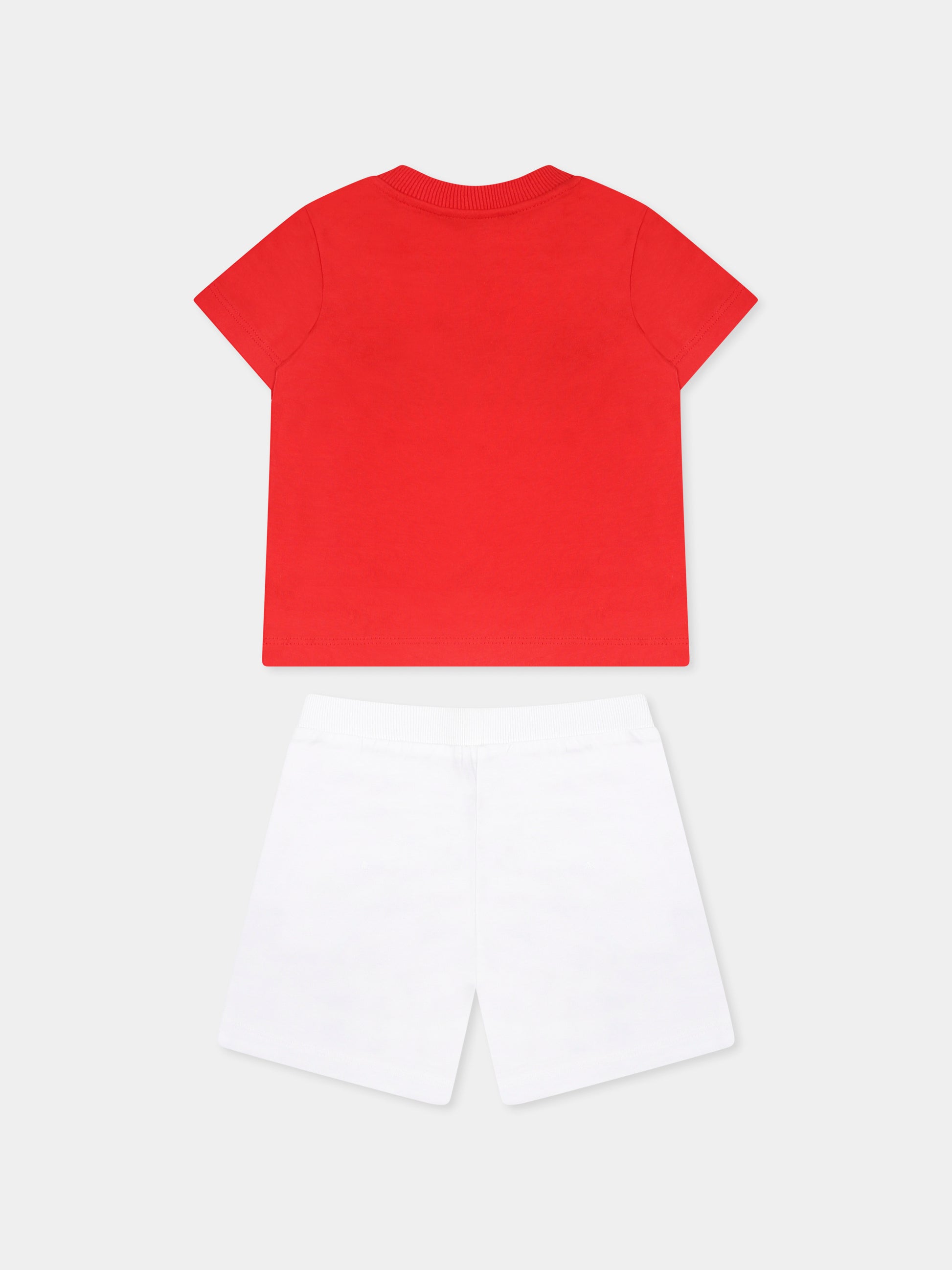 Completo multicolor per neonato con tre Teddy Bears e logo,Moschino Kids,MZG00M LAA03 85268