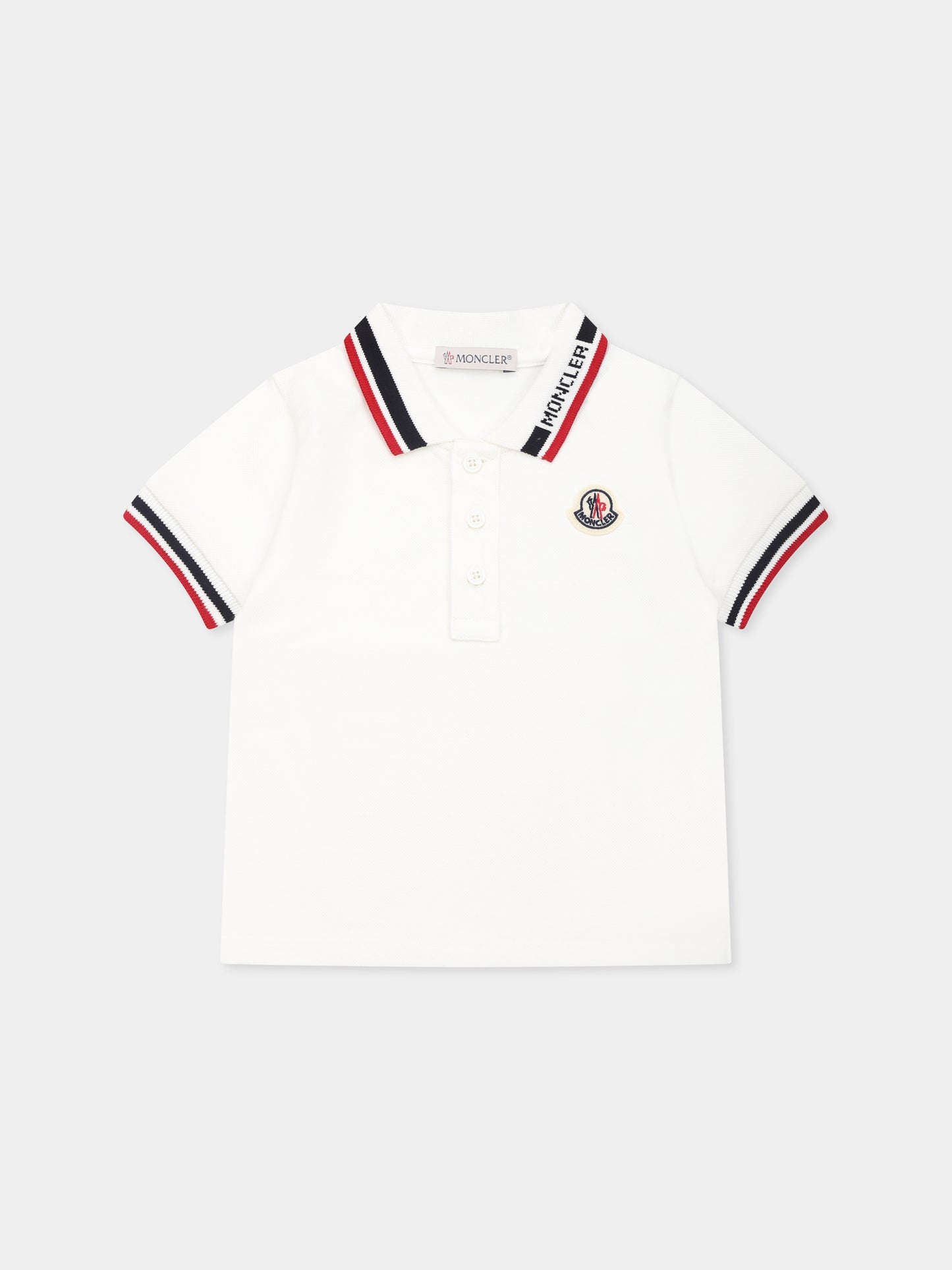 Polo bianca per neonato con logo,Moncler Kids,K1951 8A00003 89AL2 034