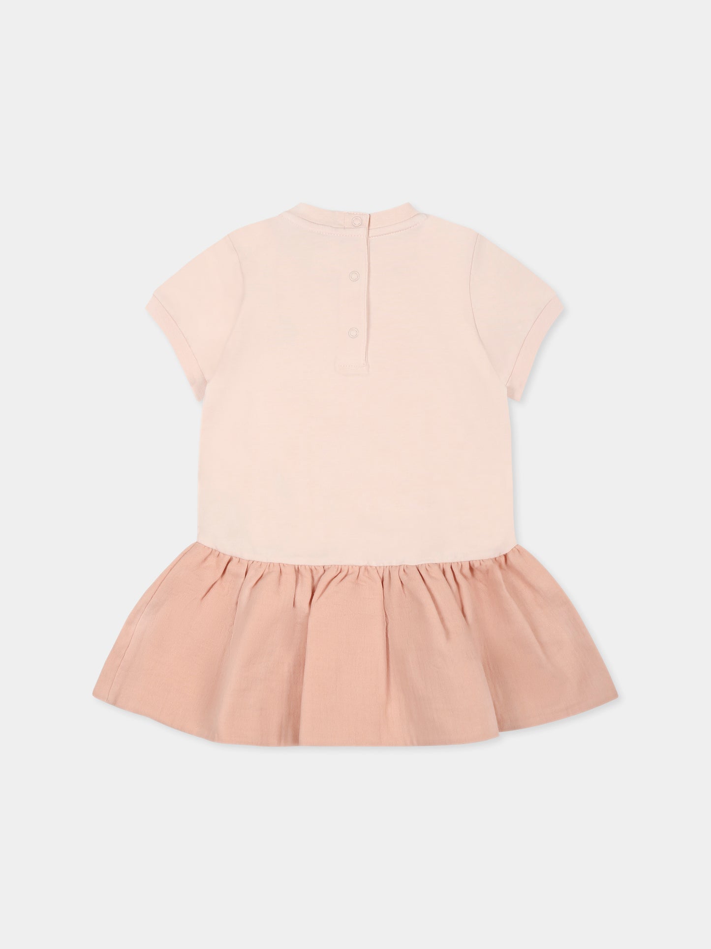 Vestito rosa per neonata con logo,Moncler Kids,K1951 8I00005 89AUM 529