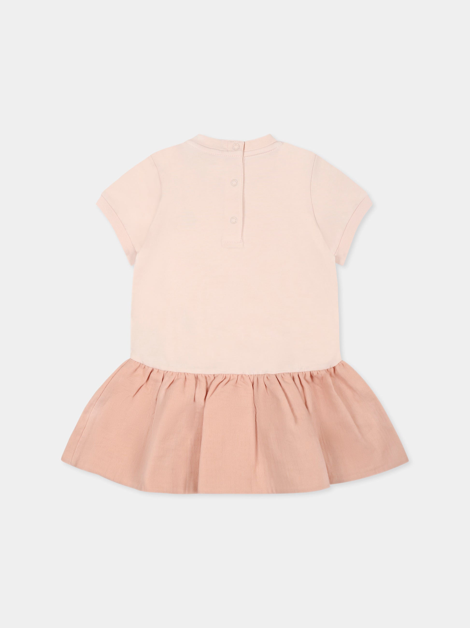 Vestito rosa per neonata con logo,Moncler Kids,K1951 8I00005 89AUM 529