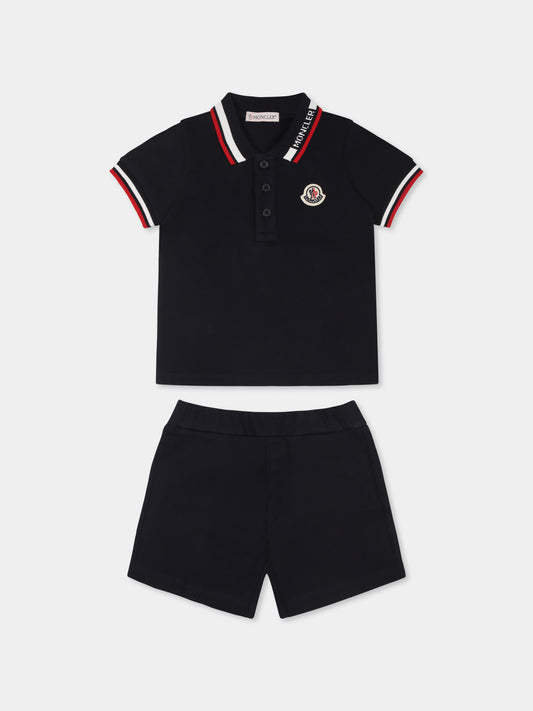 Completo blu per neonato con logo,Moncler Kids,K1951 8M00014 89AL2 778
