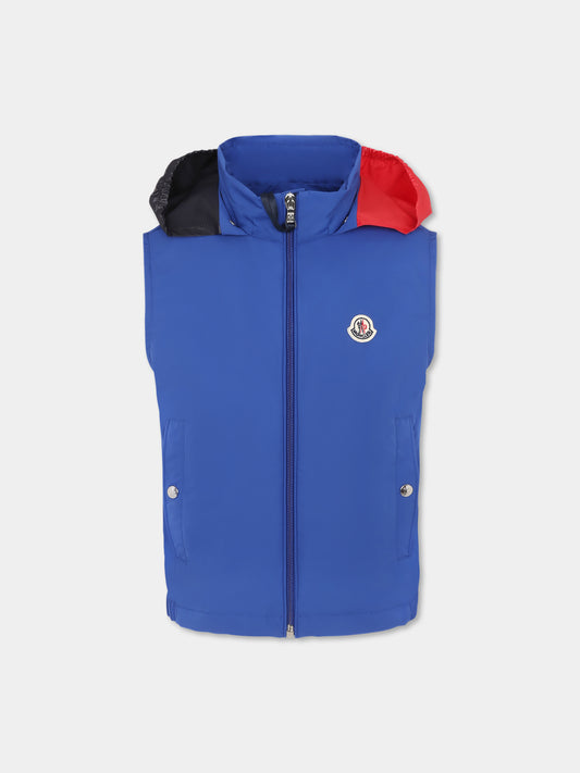 Blue gilet for boy with logo