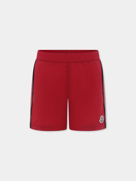 Boxer mare rosso per bambino con logo,Moncler Kids,K1954 2C00009 53326 45R