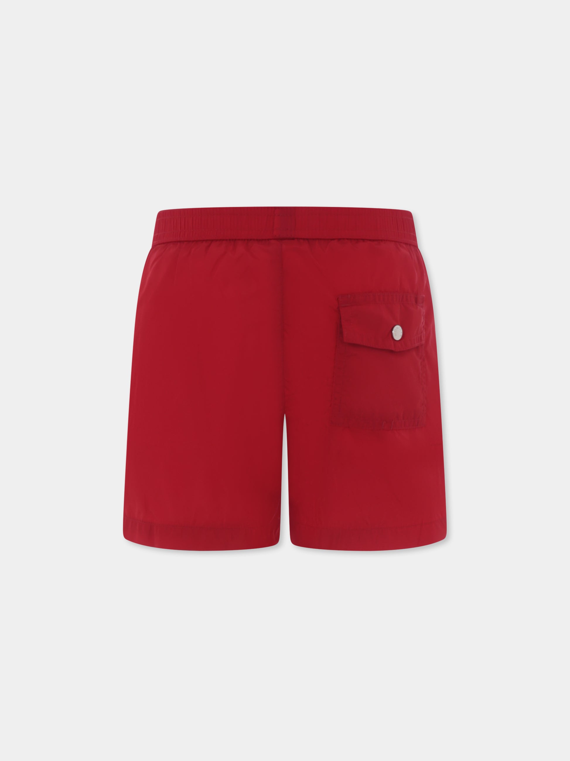 Boxer mare rosso per bambino con logo,Moncler Kids,K1954 2C00009 53326 45R