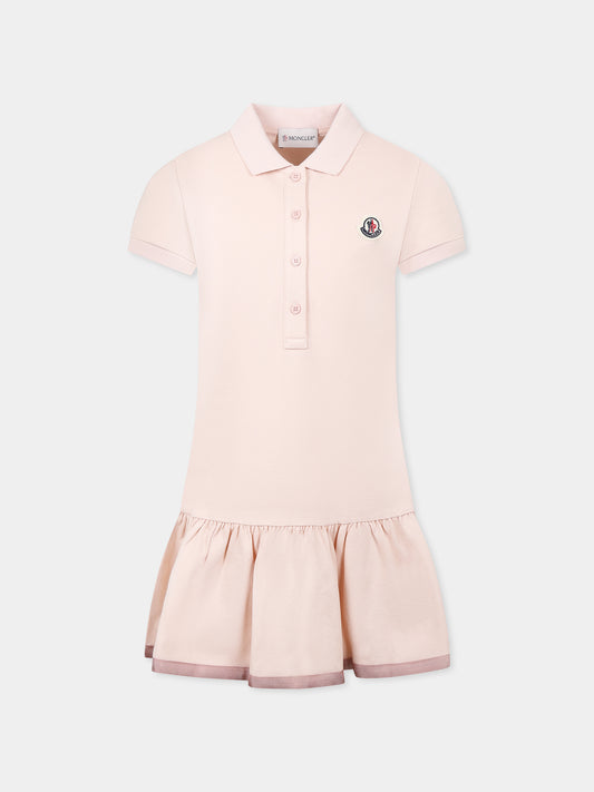Pink dress for girl with logo
