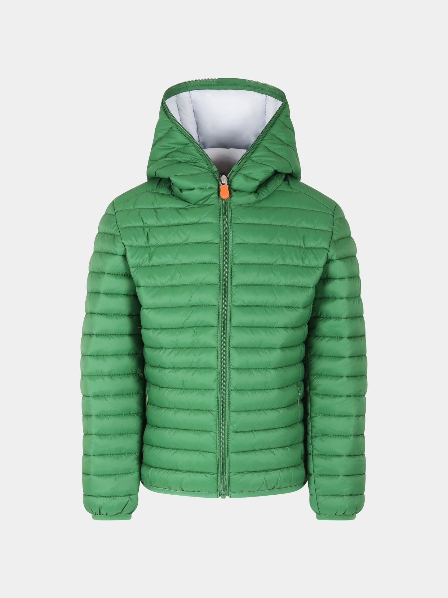 Piumino Huey verde per bambino con logo,Save The Duck Kids,J30650B GIGA20 50043