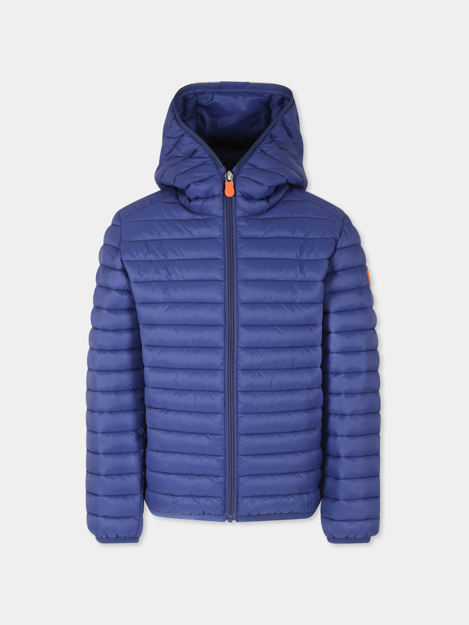 Piumino Huey blu per bambino con logo,Save The Duck Kids,J30650B GIGA20 90025