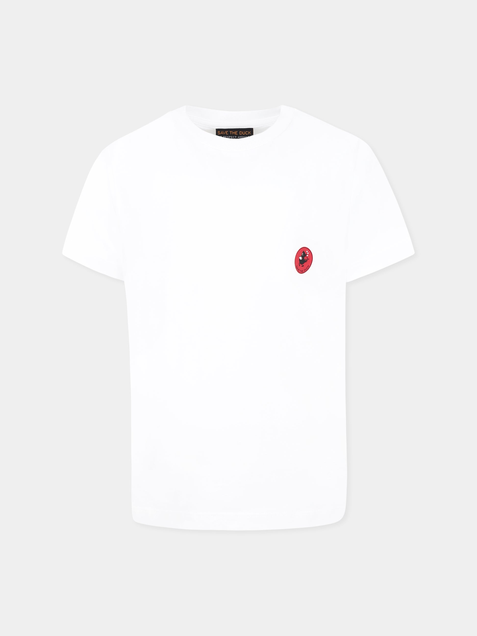 T-shirt bianca per bambino con logo,Save The Duck Kids,JT1732X BESY20 00000