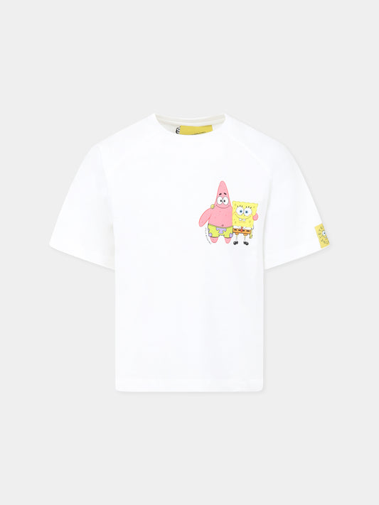 T-shirt bianca per bambino con SpongeBob,Stella Mccartney Kids,TW8D61 Z0434 101